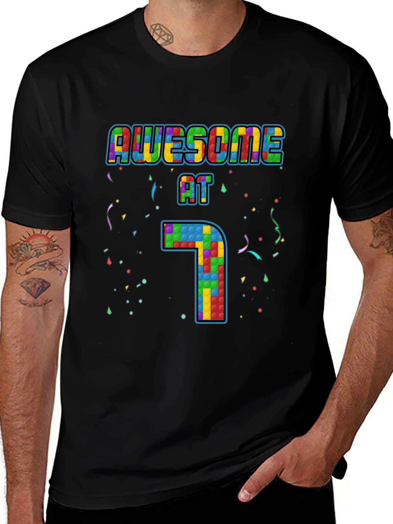 Variant 2 of Awesome at 7 Tetris Style Birthday T-Shirt