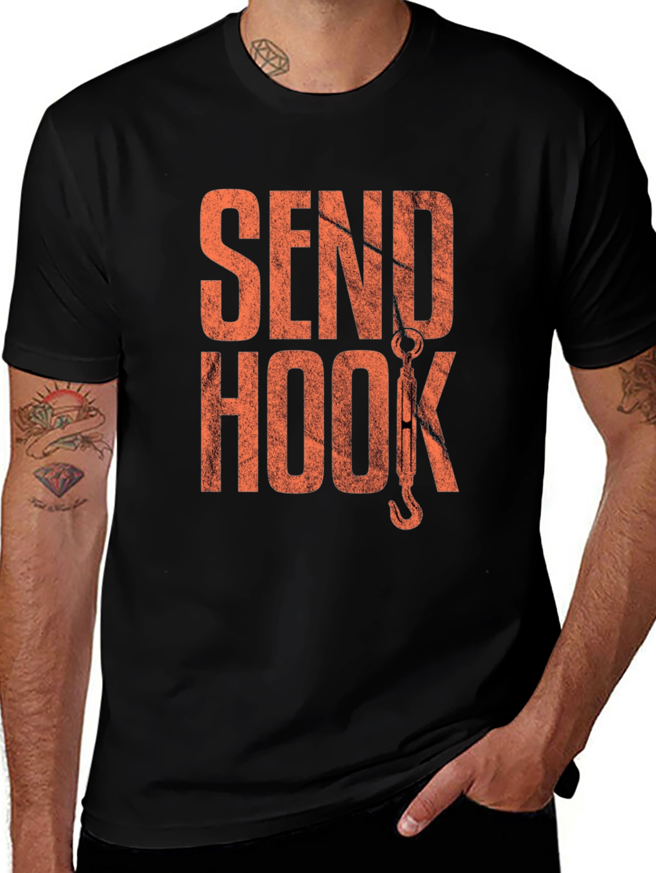 Variant 10 of Send Hook T-Shirt - Black Graphic Tee
