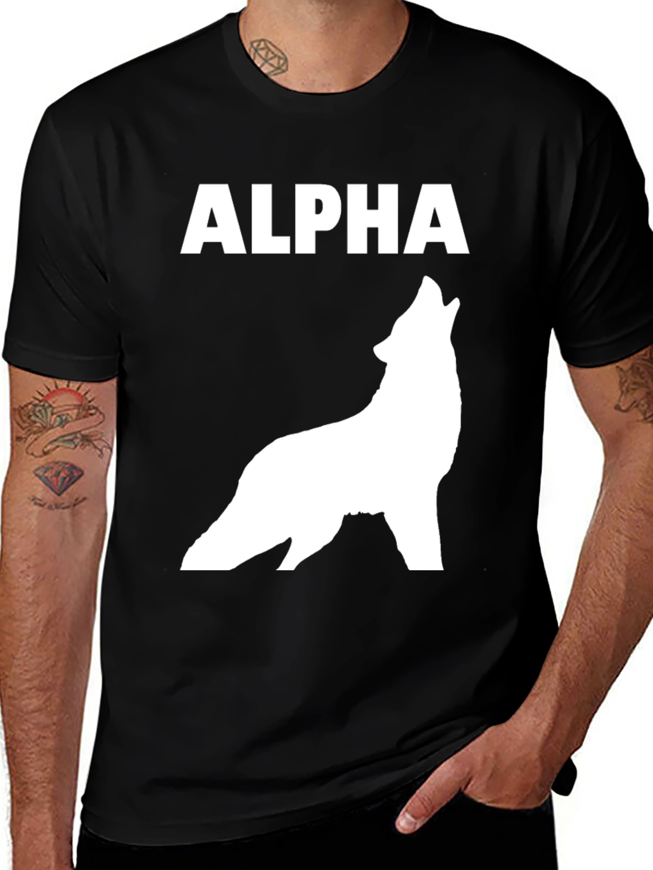 Variant 12 of Alpha Wolf Graphic Tee - Black T-Shirt
