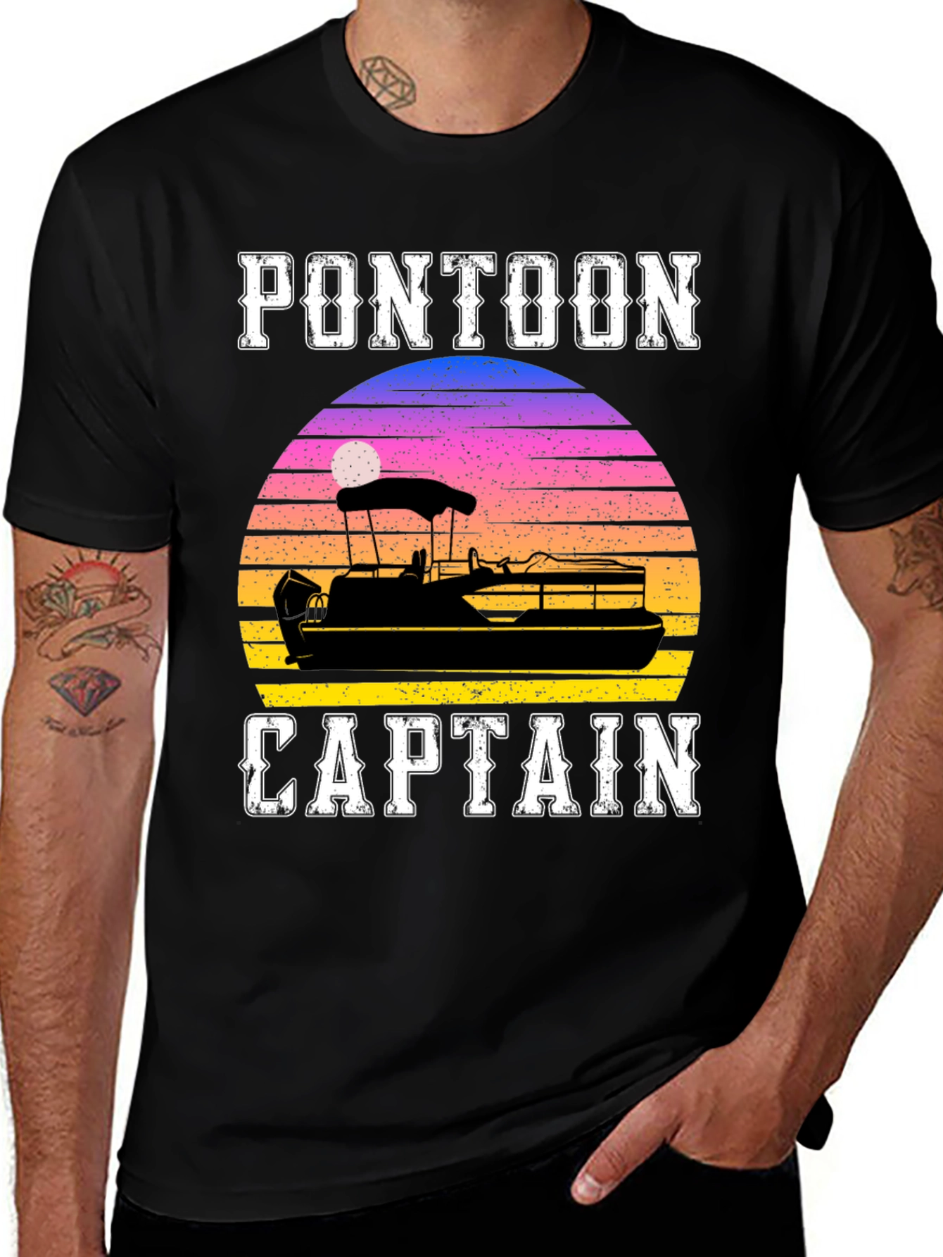 Pontoon Captain Sunset Graphic Tee