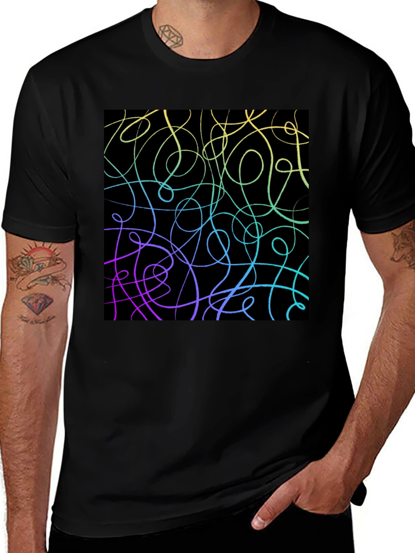 Variant 22 of Abstract Lines Graphic Tee - Black
