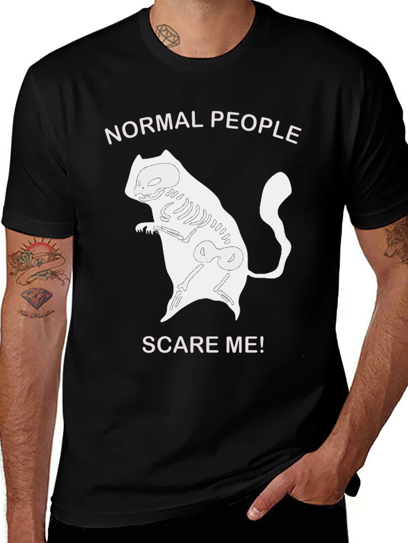 Variant 28 of Normal People Scare Me Cat Skeleton T-Shirt