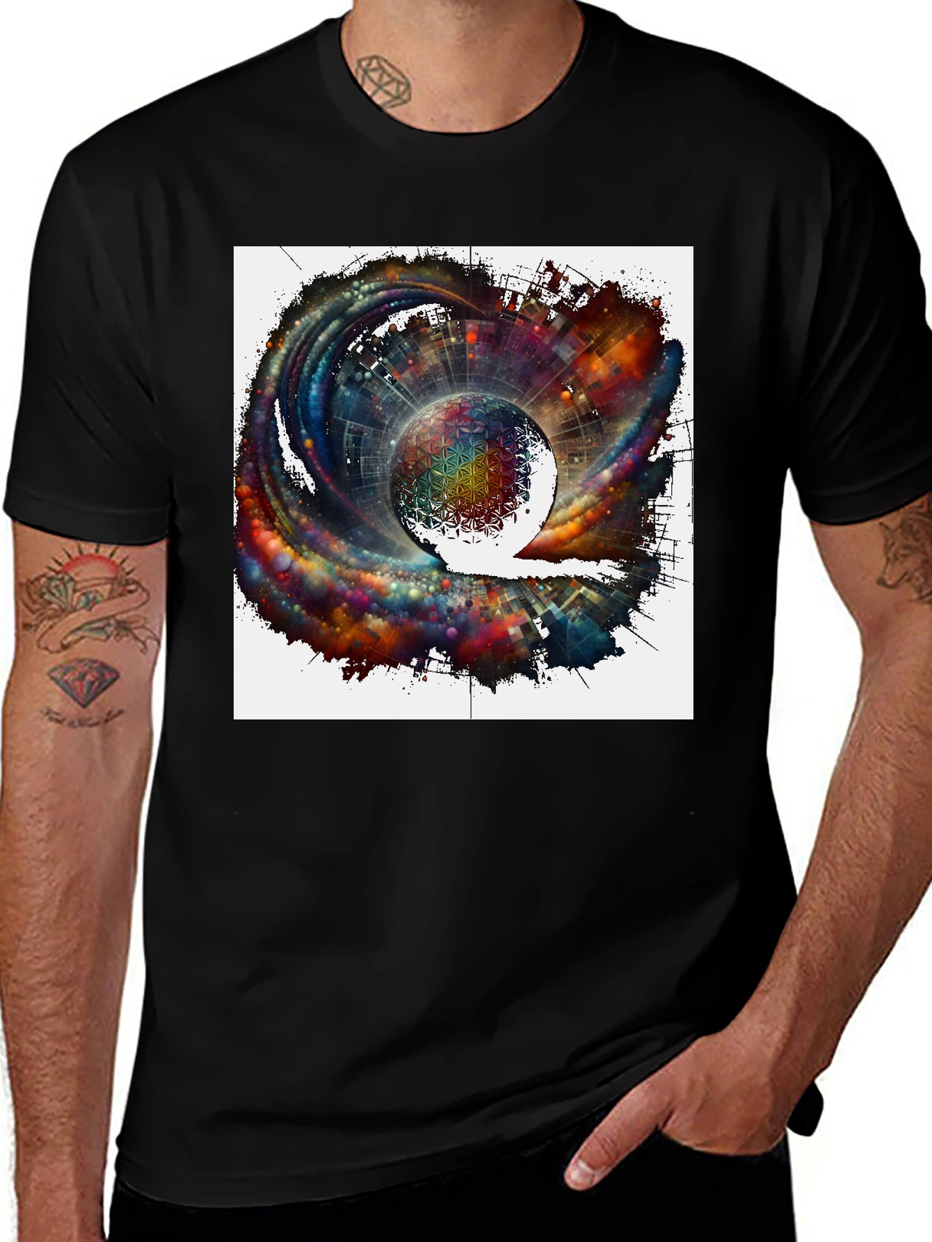 Variant 28 of Cosmic Sphere Graphic T-Shirt - Modern Art Tee