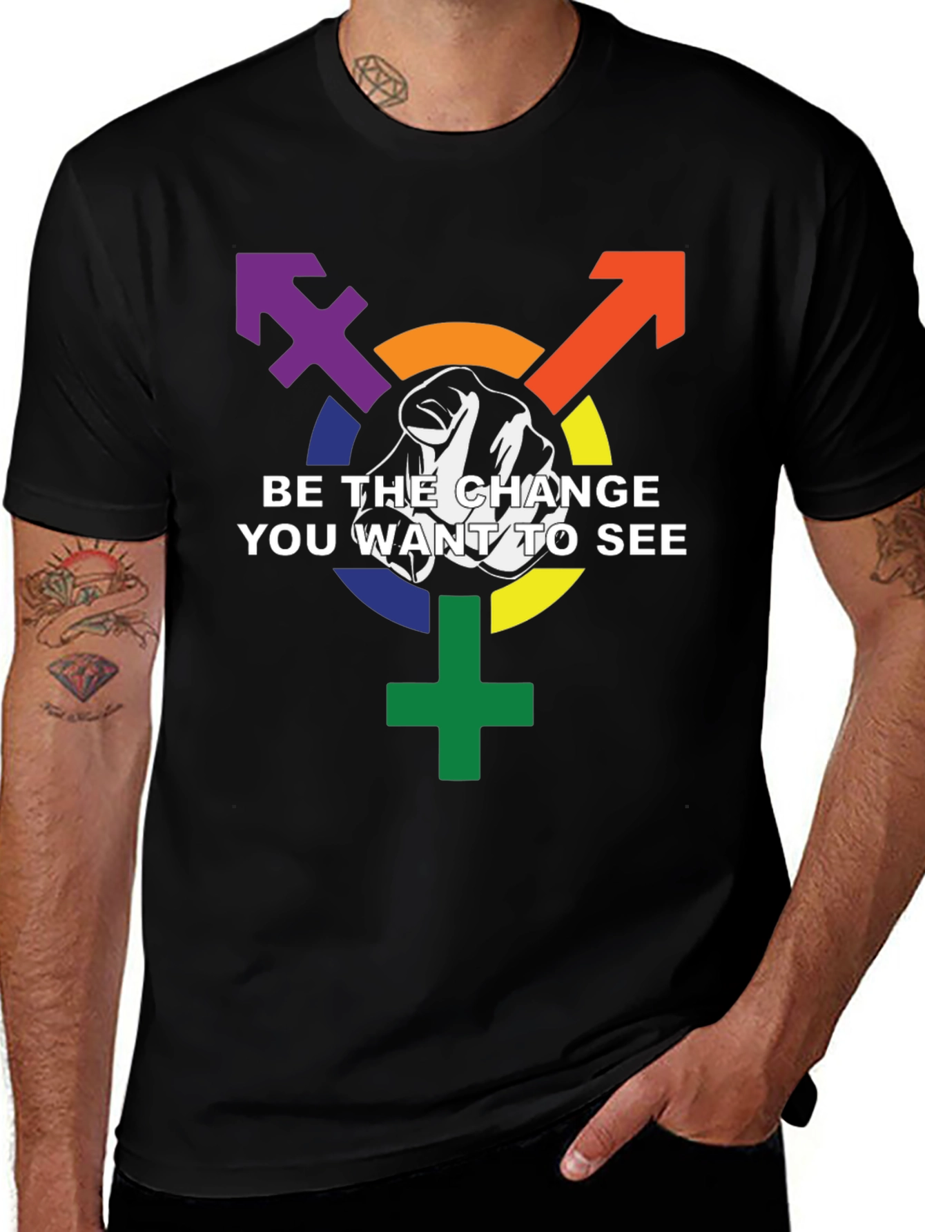 Variant 27 of Be the Change Graphic Tee - LGBTQ+ Pride Shirt