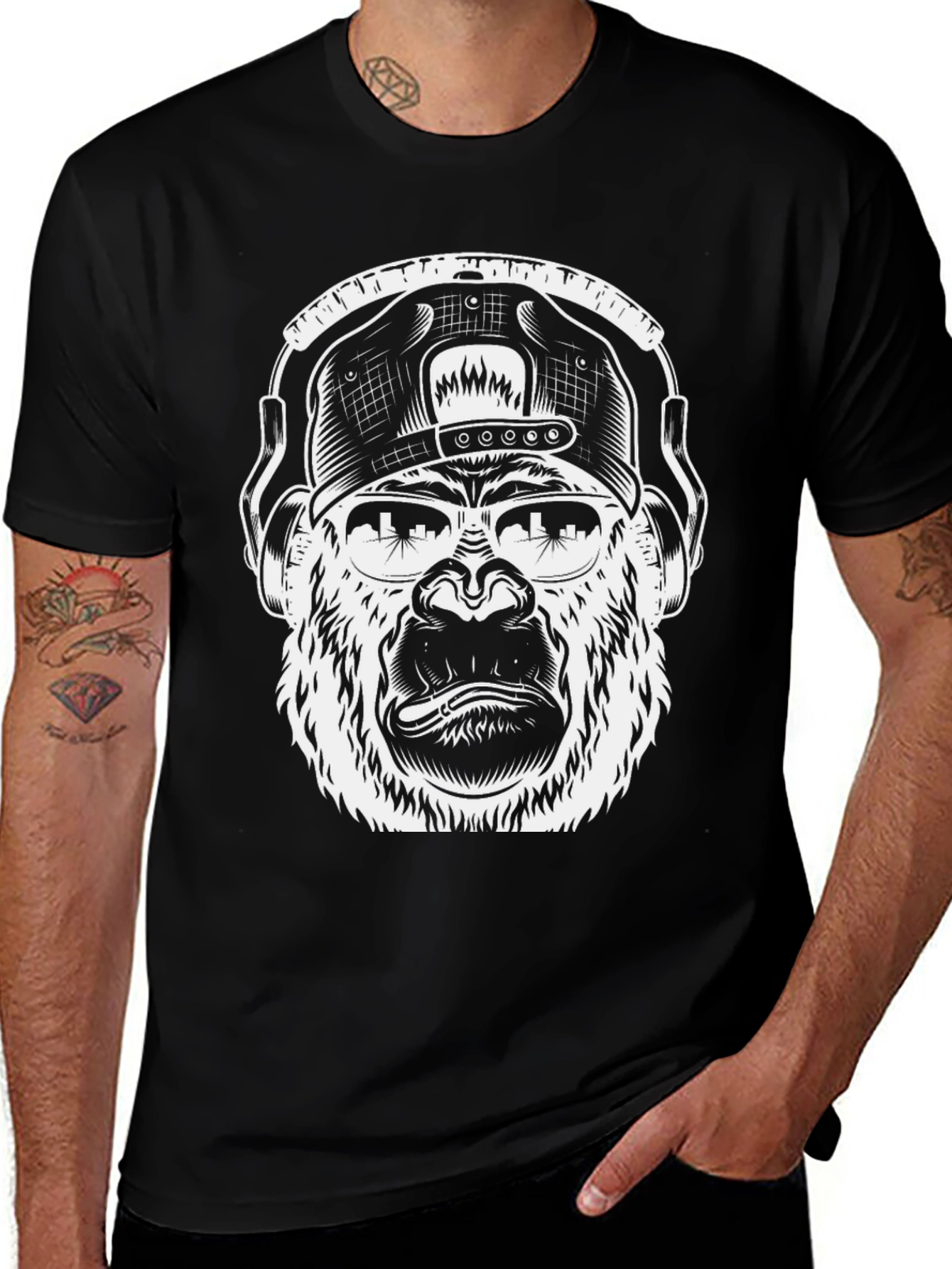 Variant 28 of Cool Gorilla Graphic Tee - Black Cotton T-Shirt