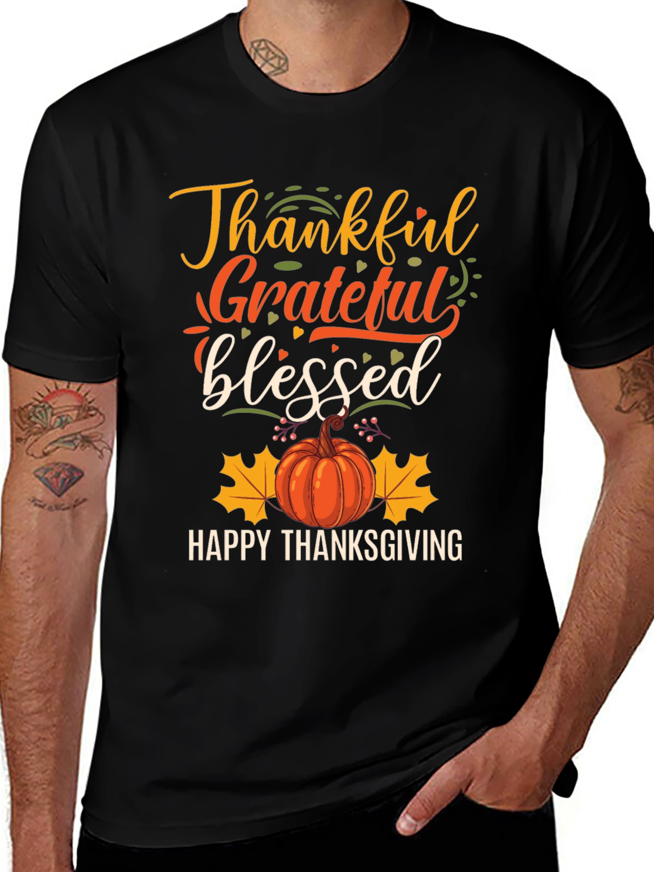 Thankful Grateful Blessed Thanksgiving T-Shirt