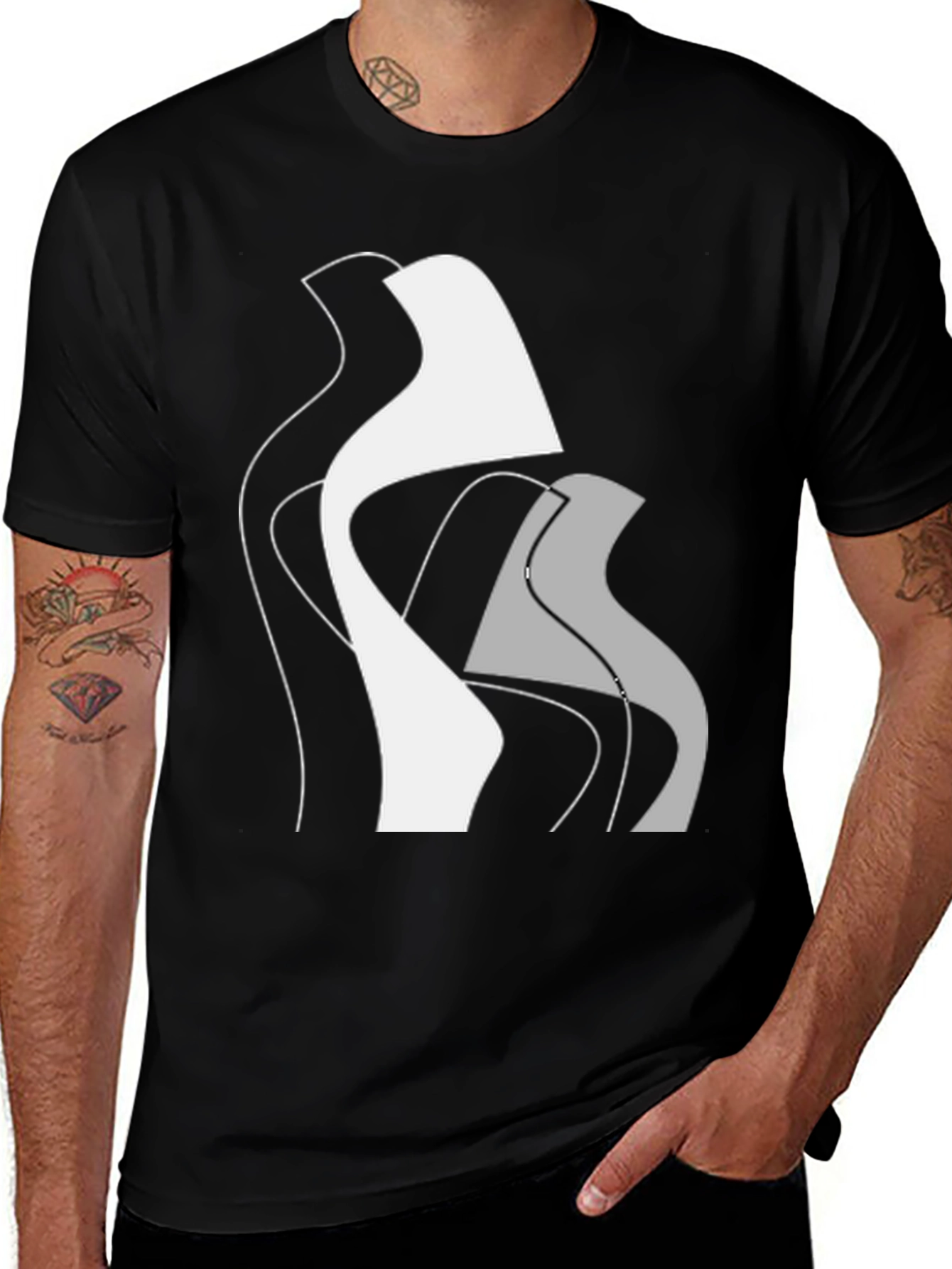 Variant 5 of Abstract Modern Art Graphic Tee - Black