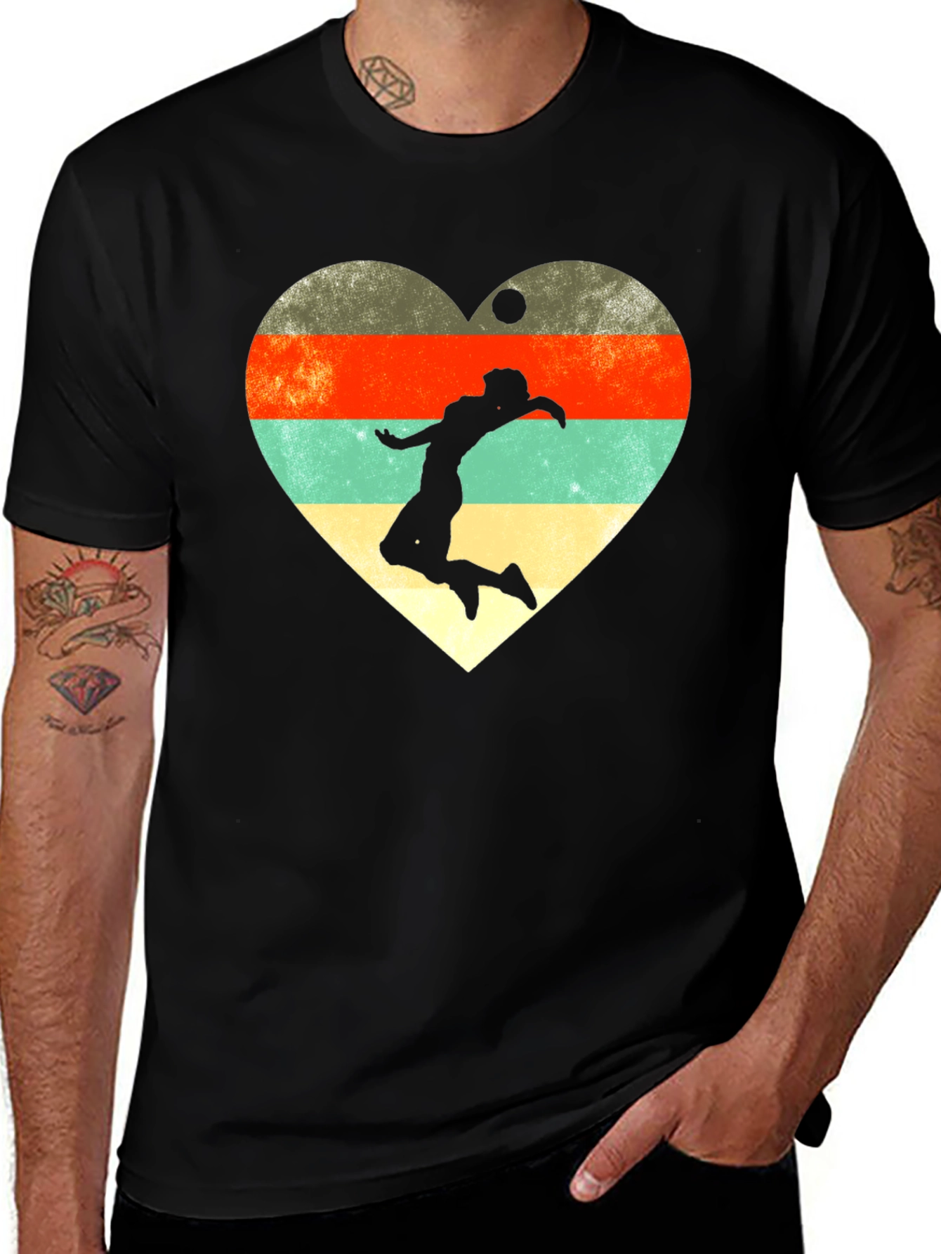 Variant 27 of Retro Volleyball Heart Graphic Tee