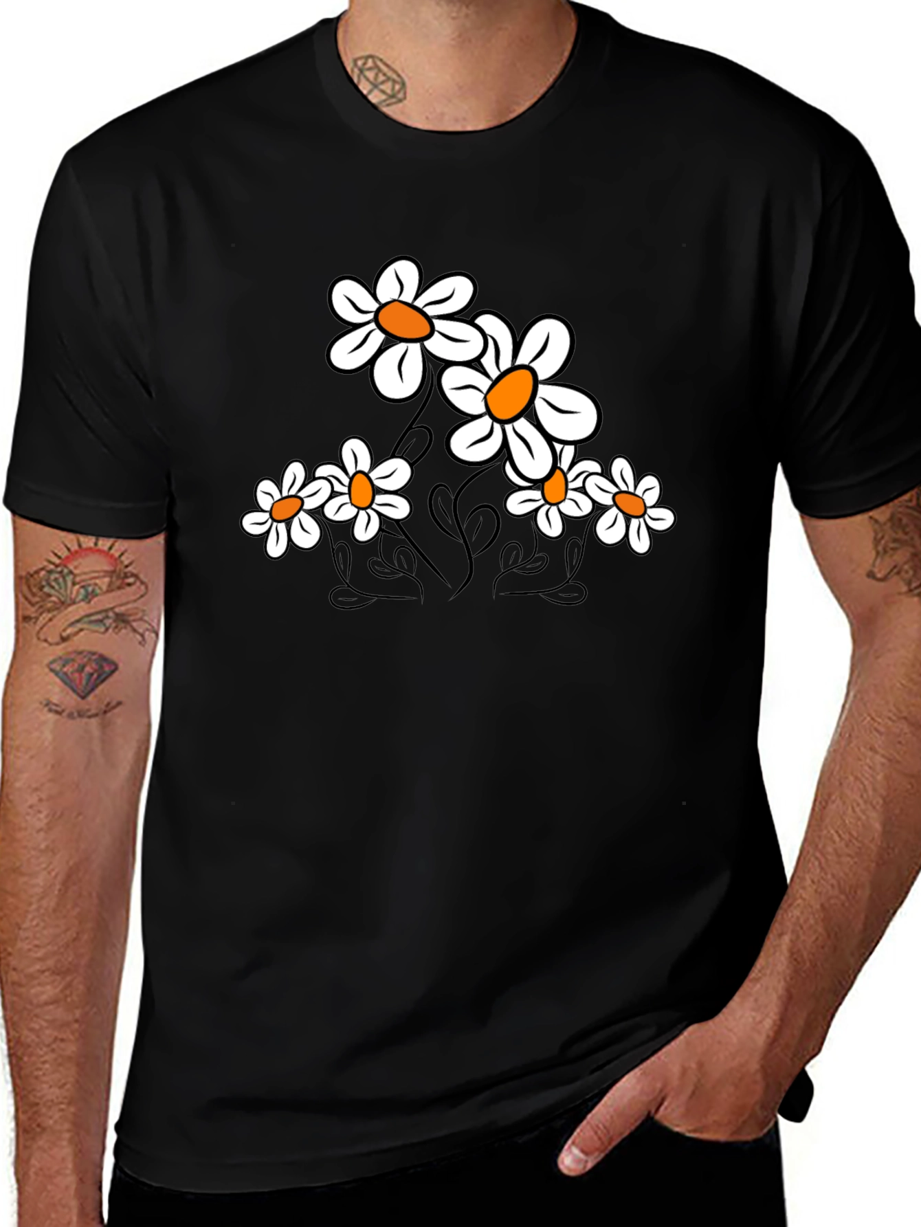 Variant 20 of Floral Print T-Shirt - Black