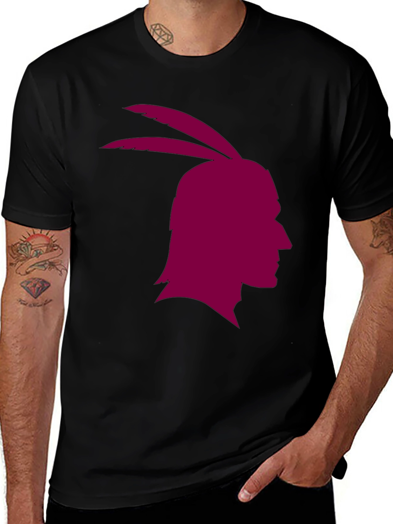 Variant 25 of Native American Profile Graphic Tee - Black