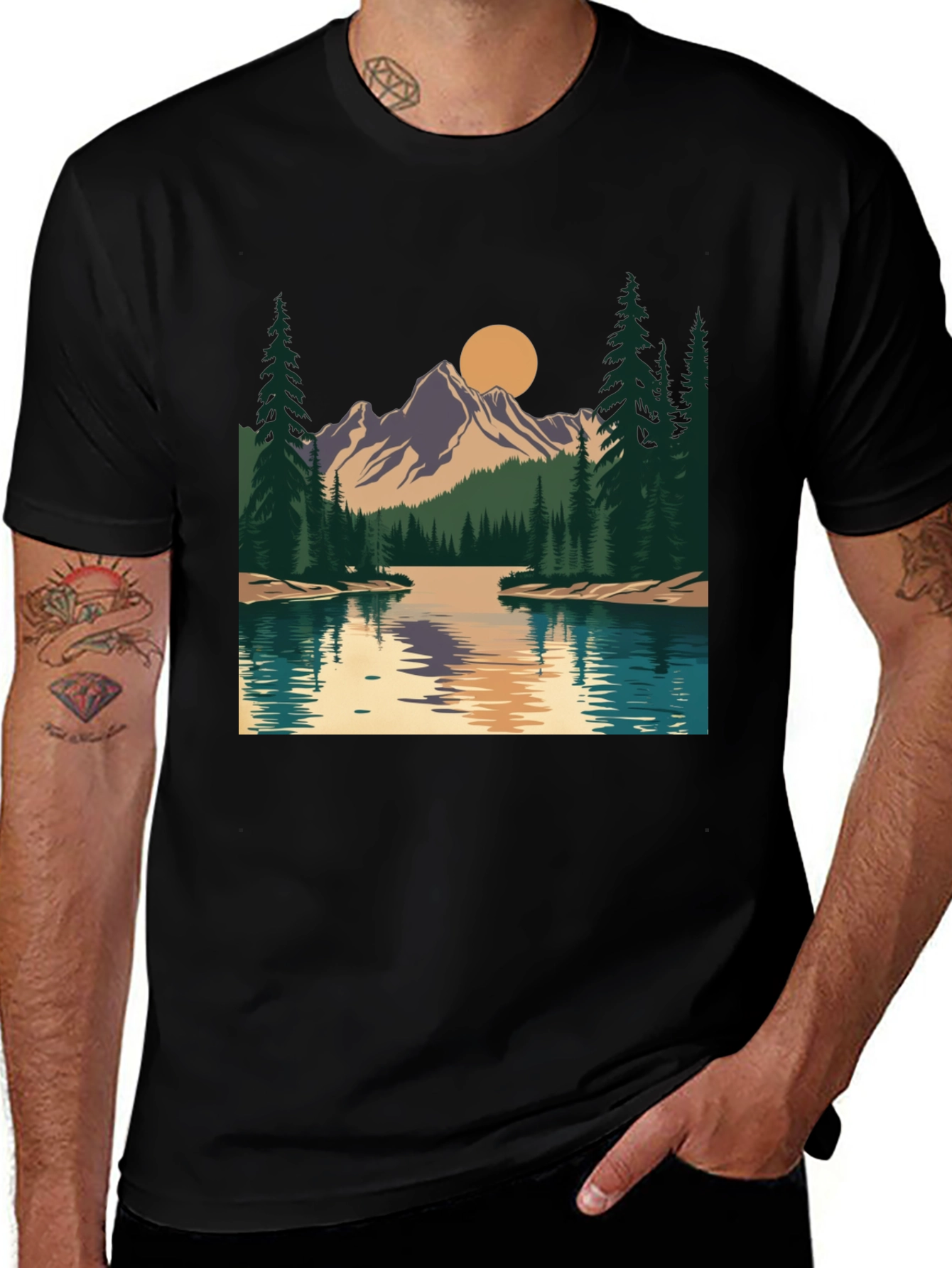 Variant 27 of Mountain Lake Graphic Tee - Nature Inspired Design