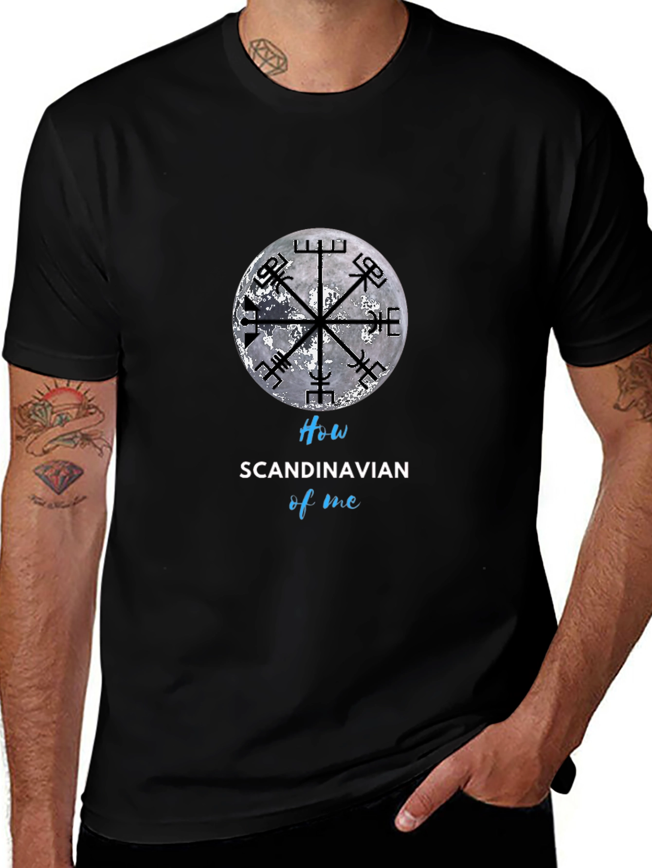 Scandinavian Vegvisir Compass Black T-Shirt