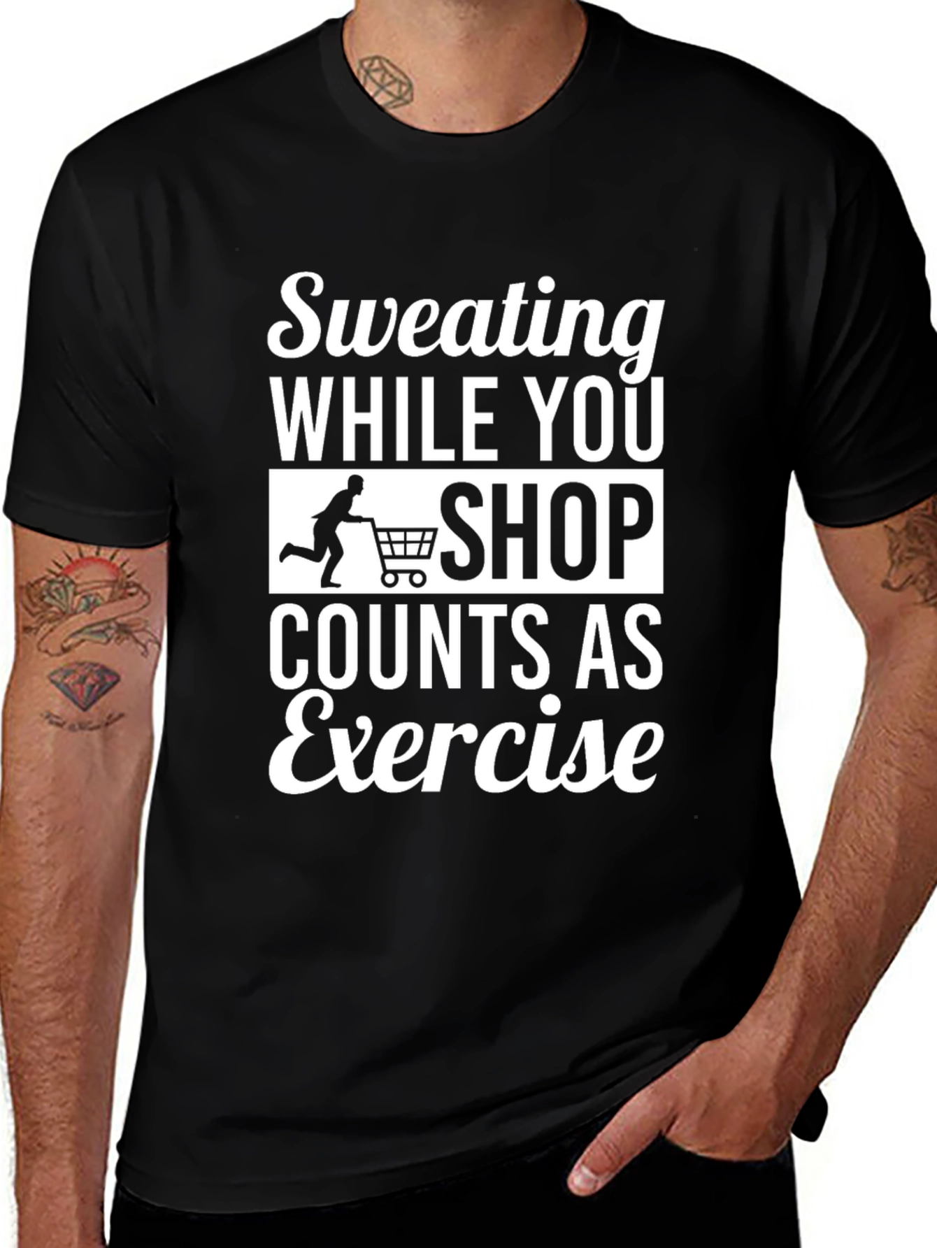 Variant 18 of Sweating While You Shop T-Shirt - Funny Exercise Tee