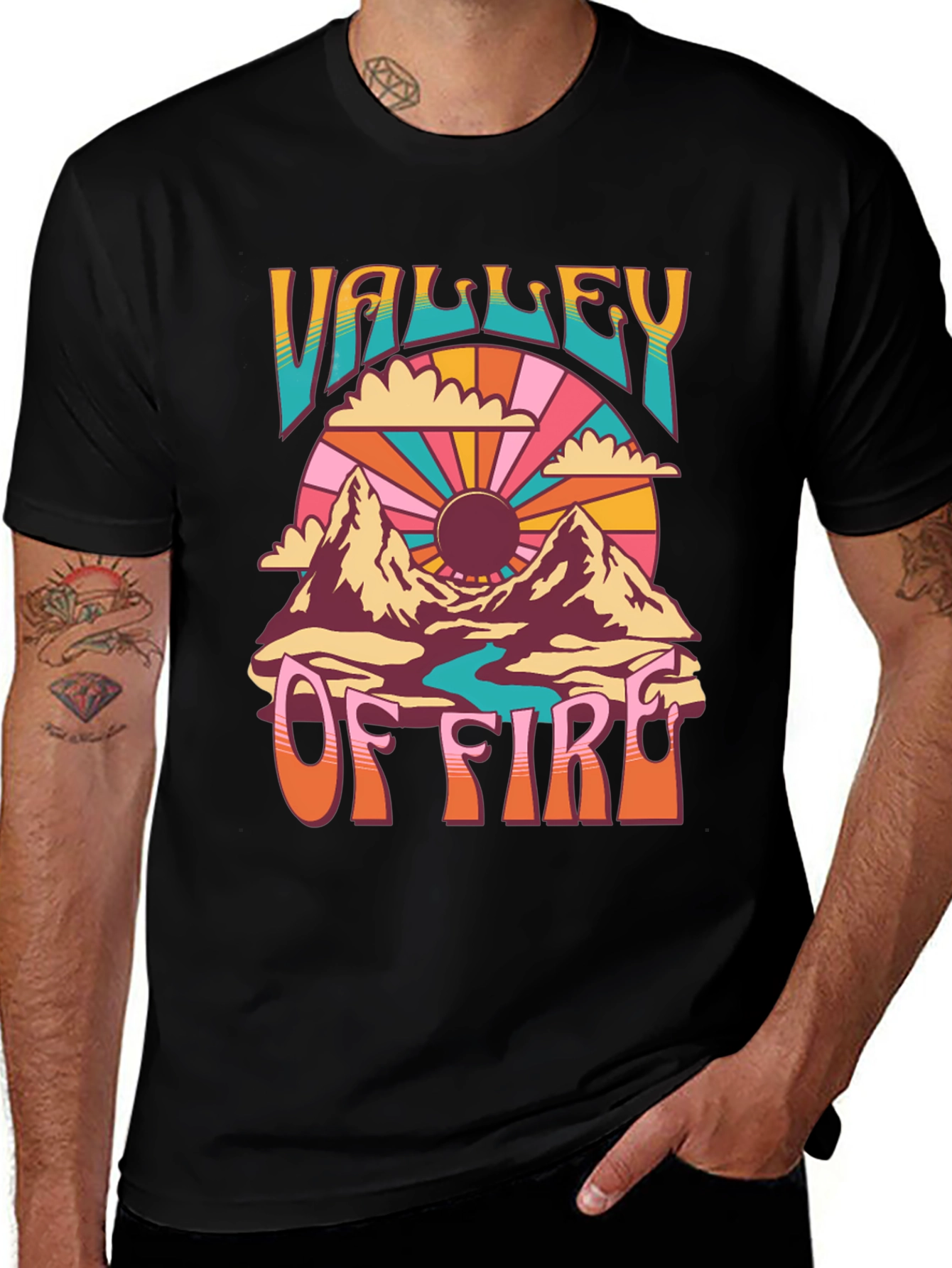 Variant 28 of Valley of Fire Graphic Tee - Retro Style