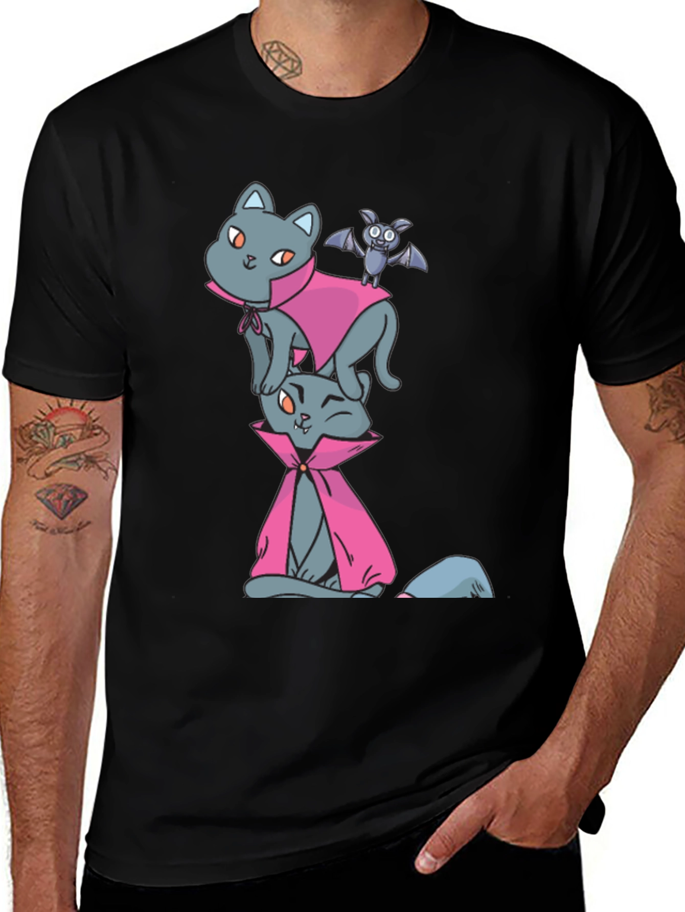 Variant 25 of Halloween Cats & Bat T-Shirt