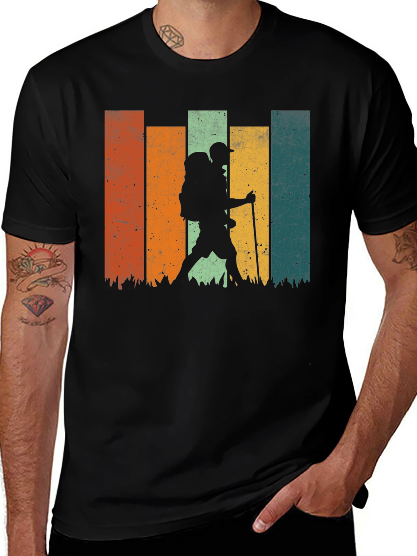 Variant 7 of Retro Hiker Silhouette Graphic Tee