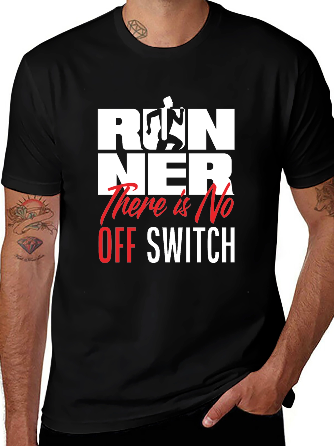 Variant 29 of Runner There Is No Off Switch Black Graphic Tee