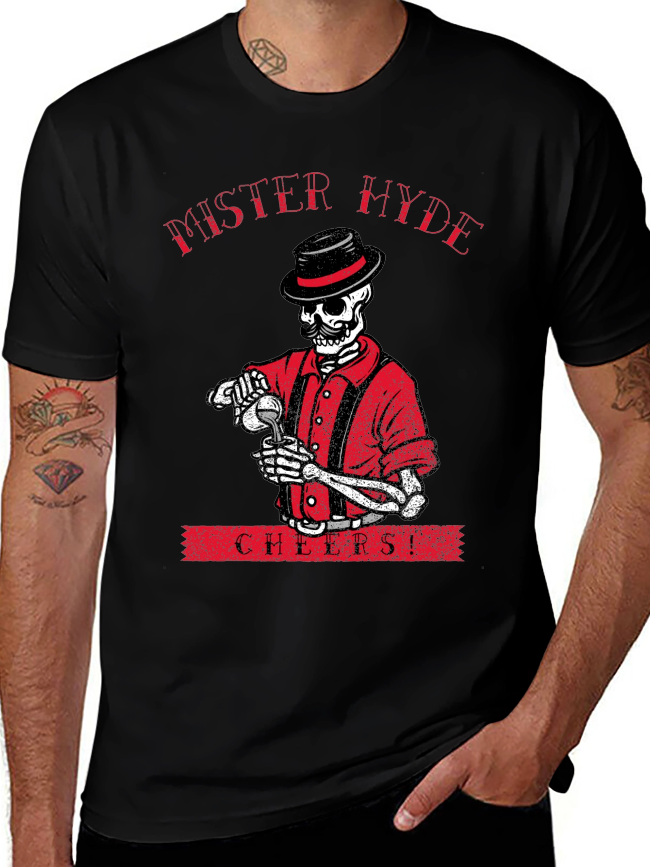 Variant 30 of Mister Hyde Skeleton Graphic Tee - Cheers!