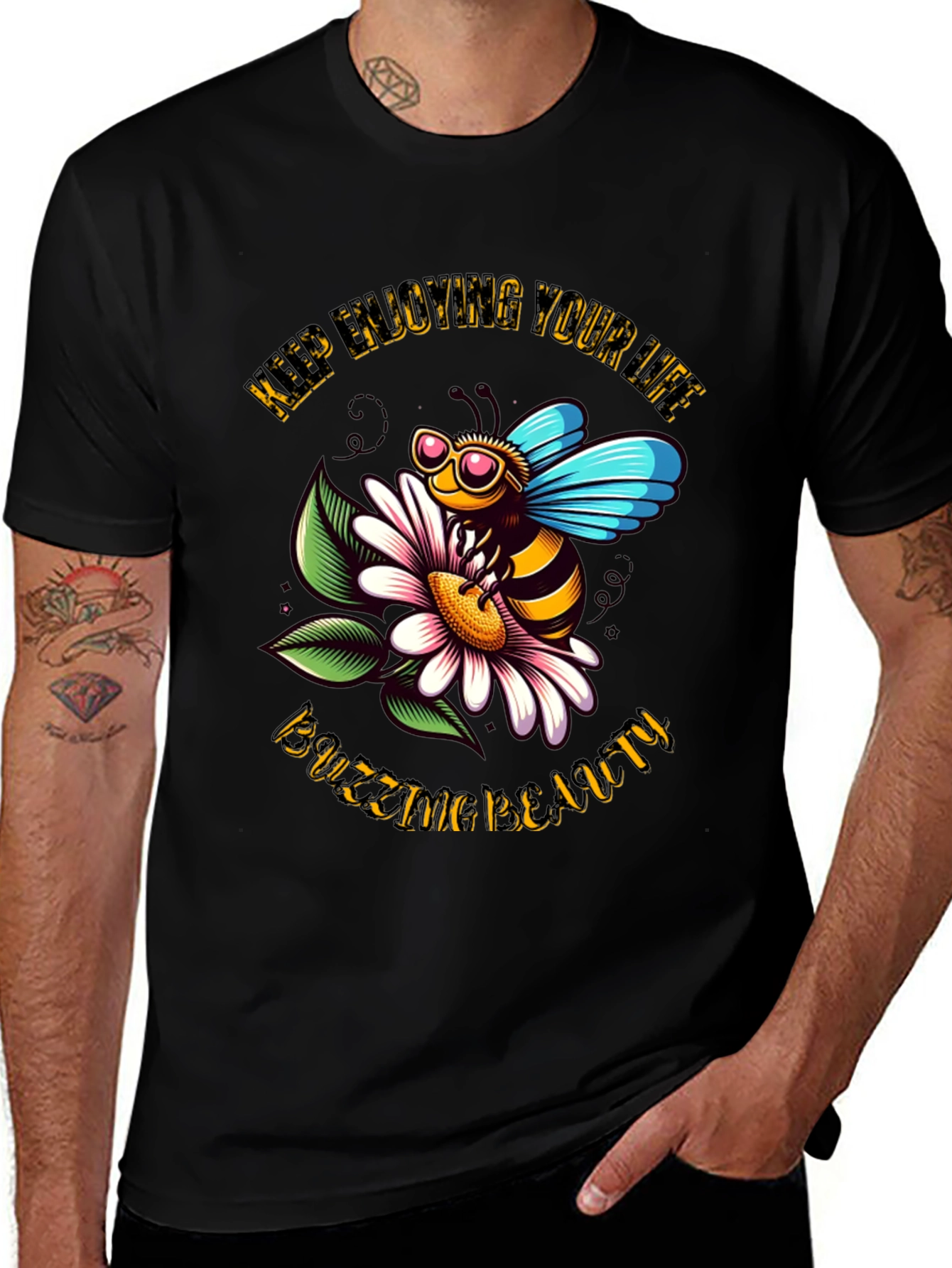 Variant 29 of Buzzing Beauty Bee T-Shirt - Enjoy Life!
