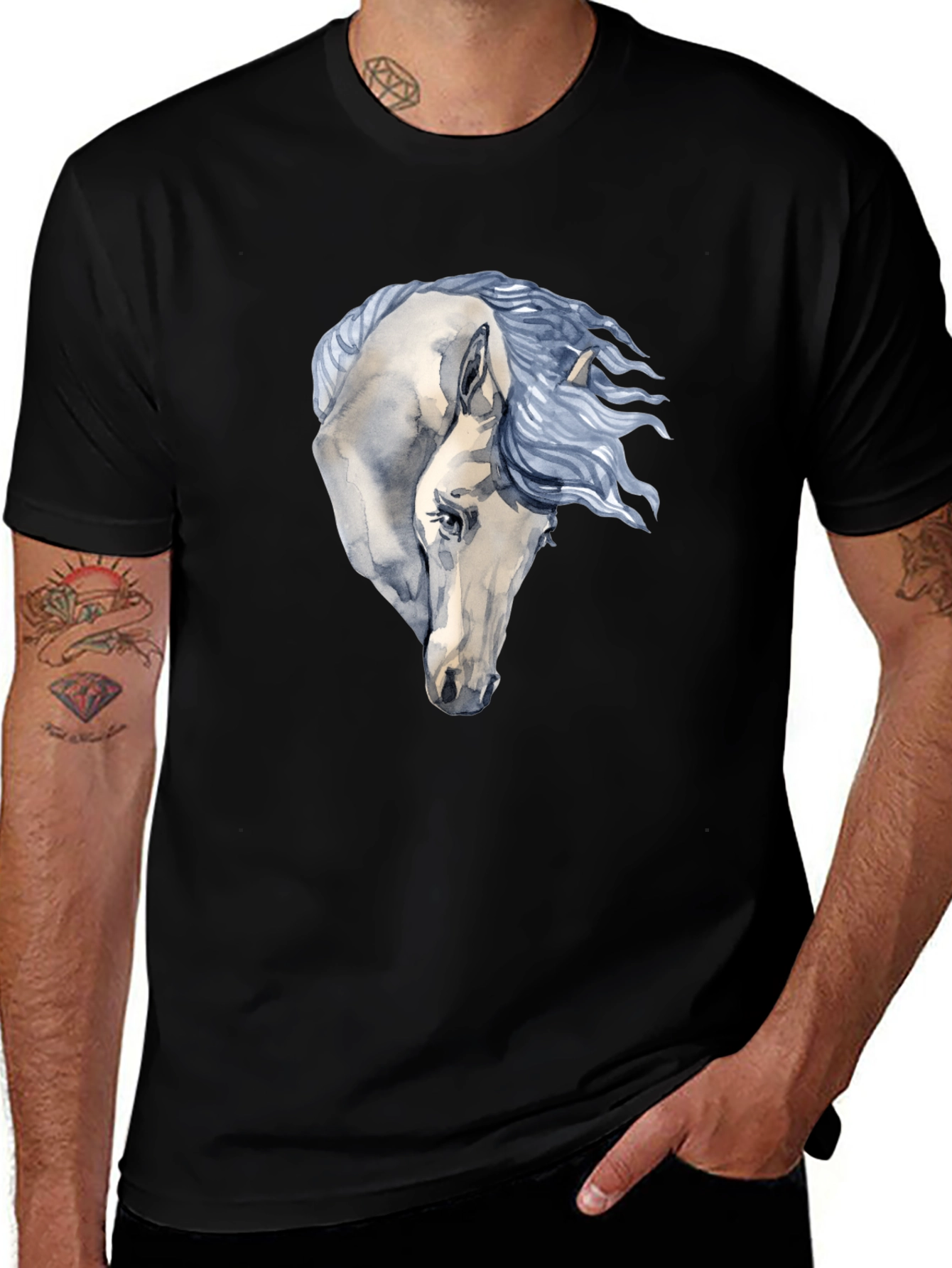 Variant 7 of Horse Graphic T-Shirt - Stylish Crew Neck Tee