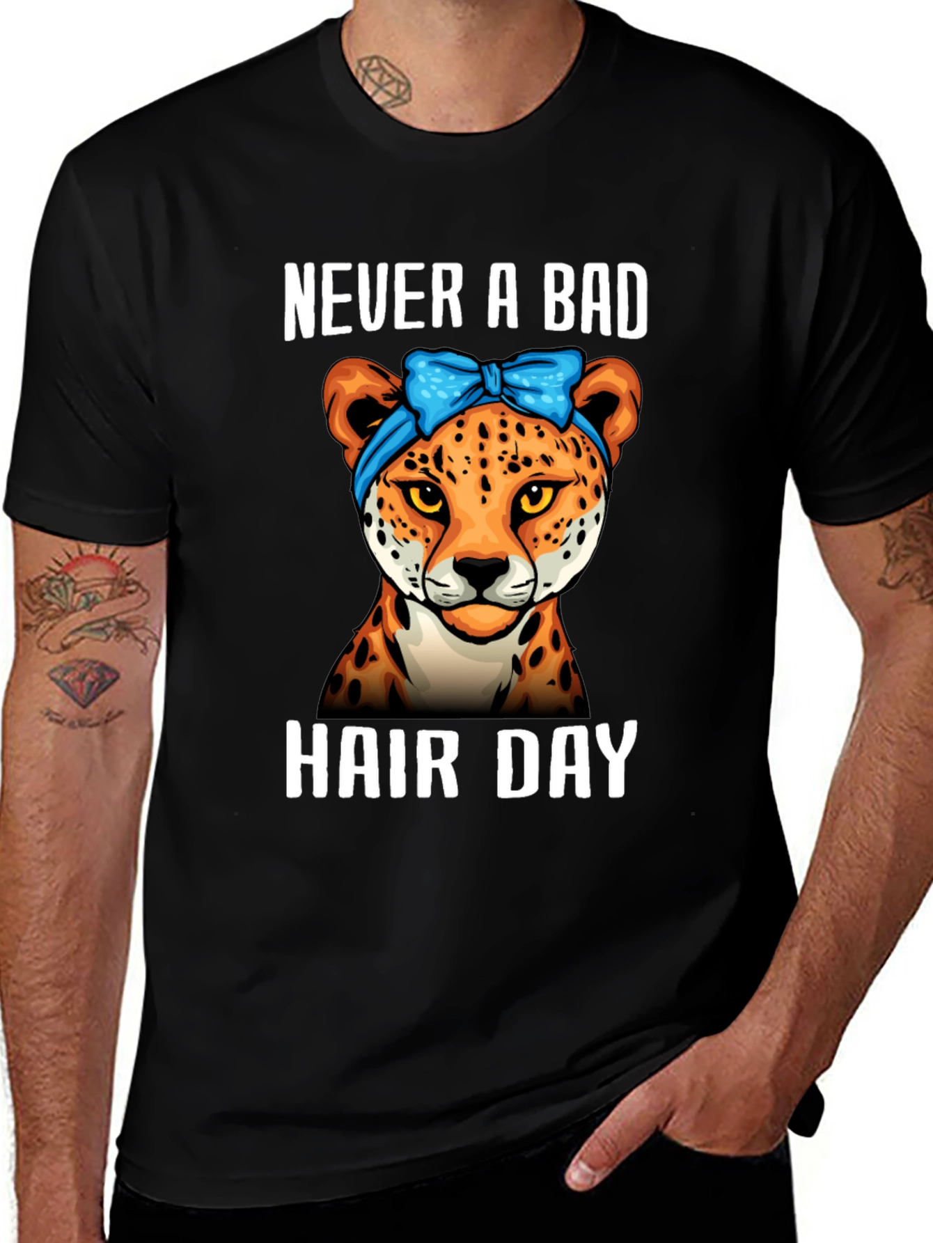 Variant 5 of Never a Bad Hair Day Cheetah Graphic T-Shirt
