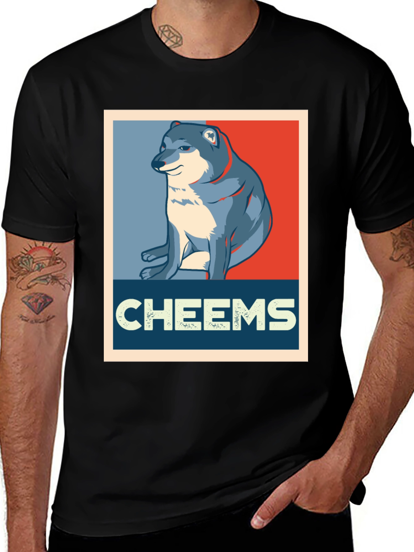 Variant 3 of Cheems Meme T-Shirt - Black Cotton Graphic Tee