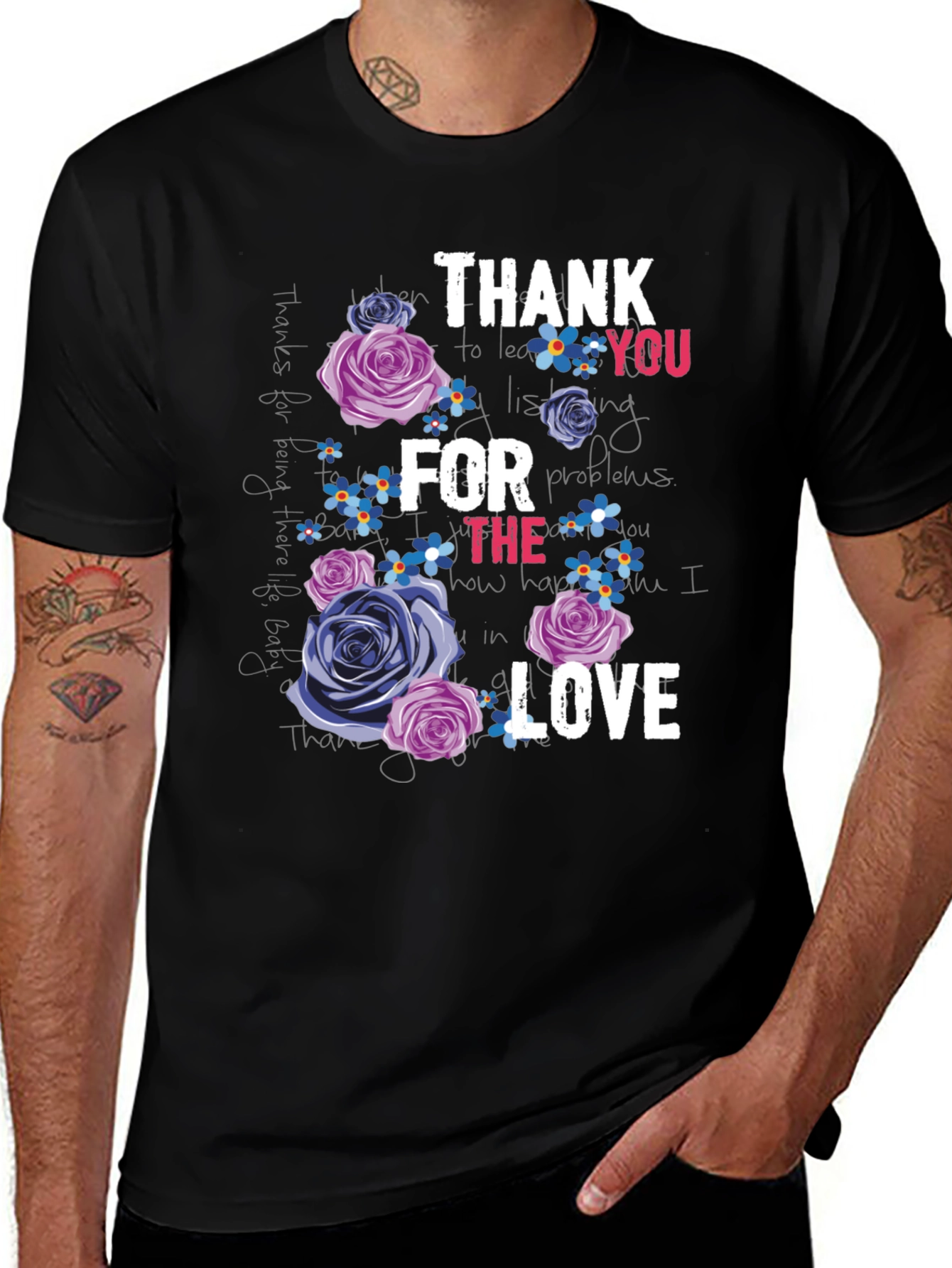 Variant 30 of Floral Thank You Graphic T-Shirt