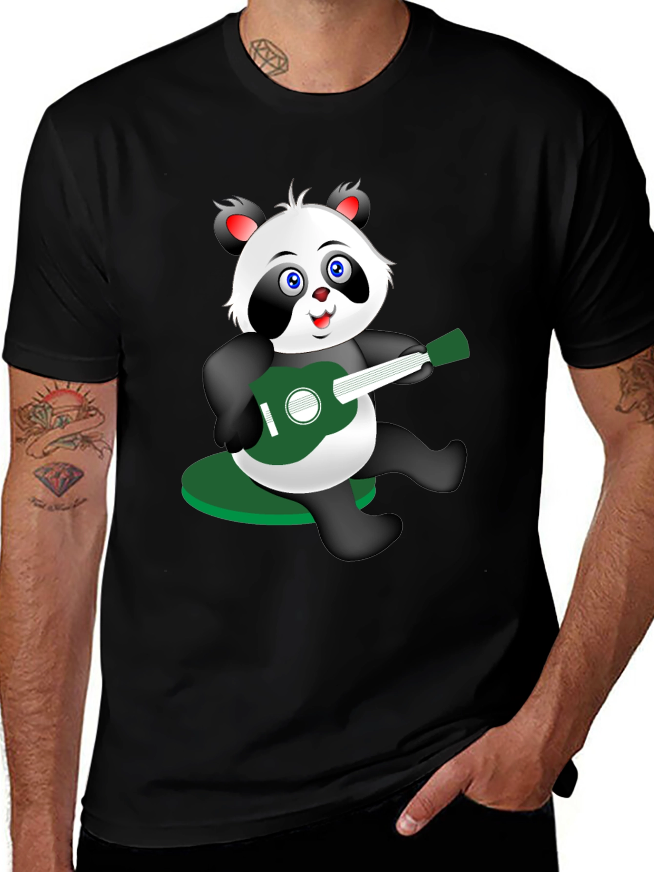 Variant 25 of Panda Guitarist Graphic Tee - Black