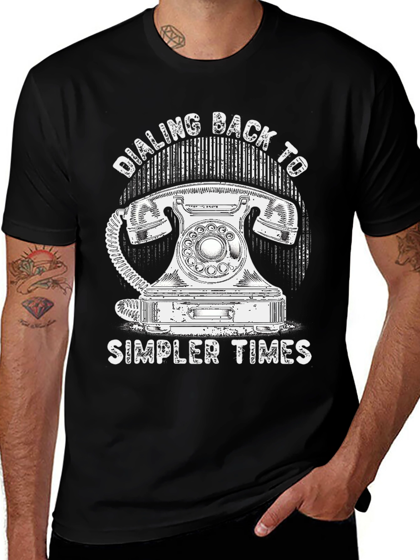 Variant 24 of Dialing Back Simpler Times Retro Phone Graphic T-Shirt