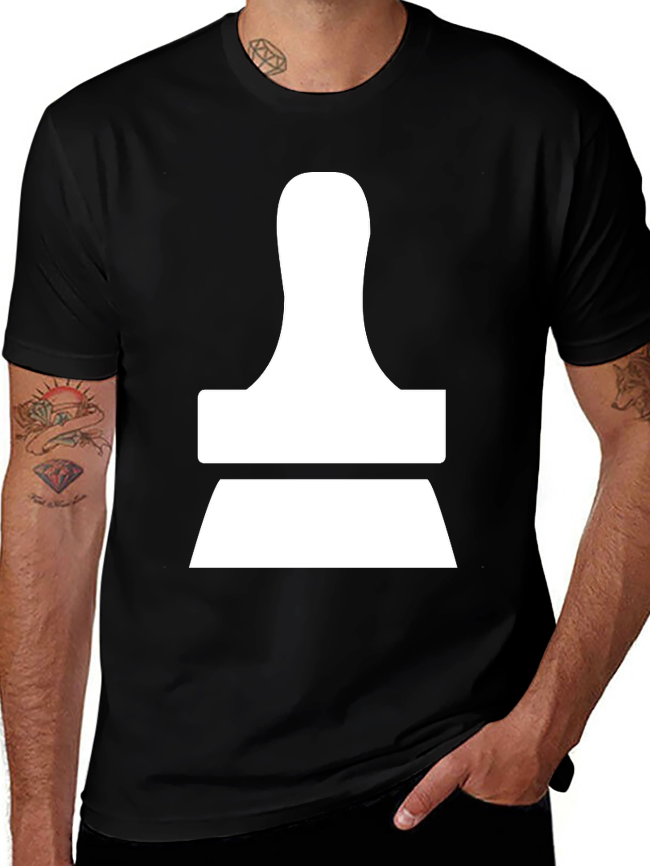 Modern Abstract White Design on Black T-Shirt