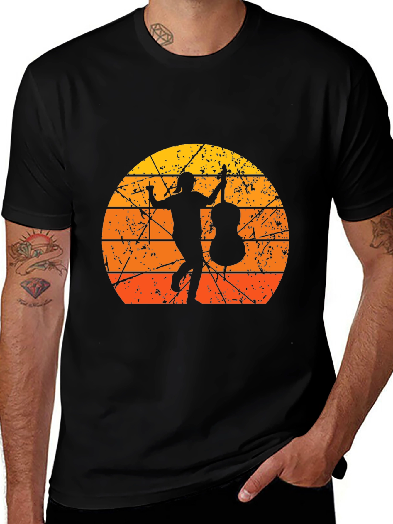 Variant 29 of Bass Player Sunset Graphic T-Shirt