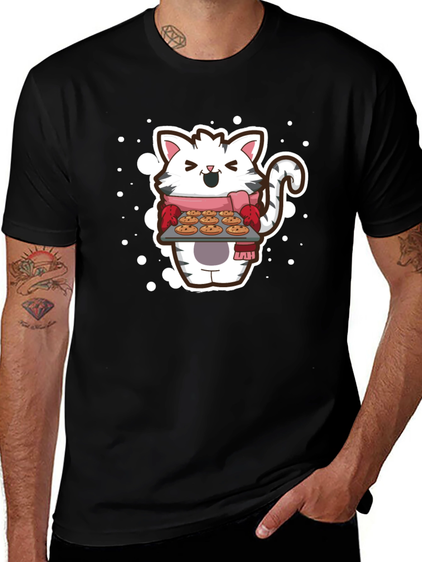 Variant 14 of Cat Baker T-Shirt - Cute Cartoon Kitten with Cookies