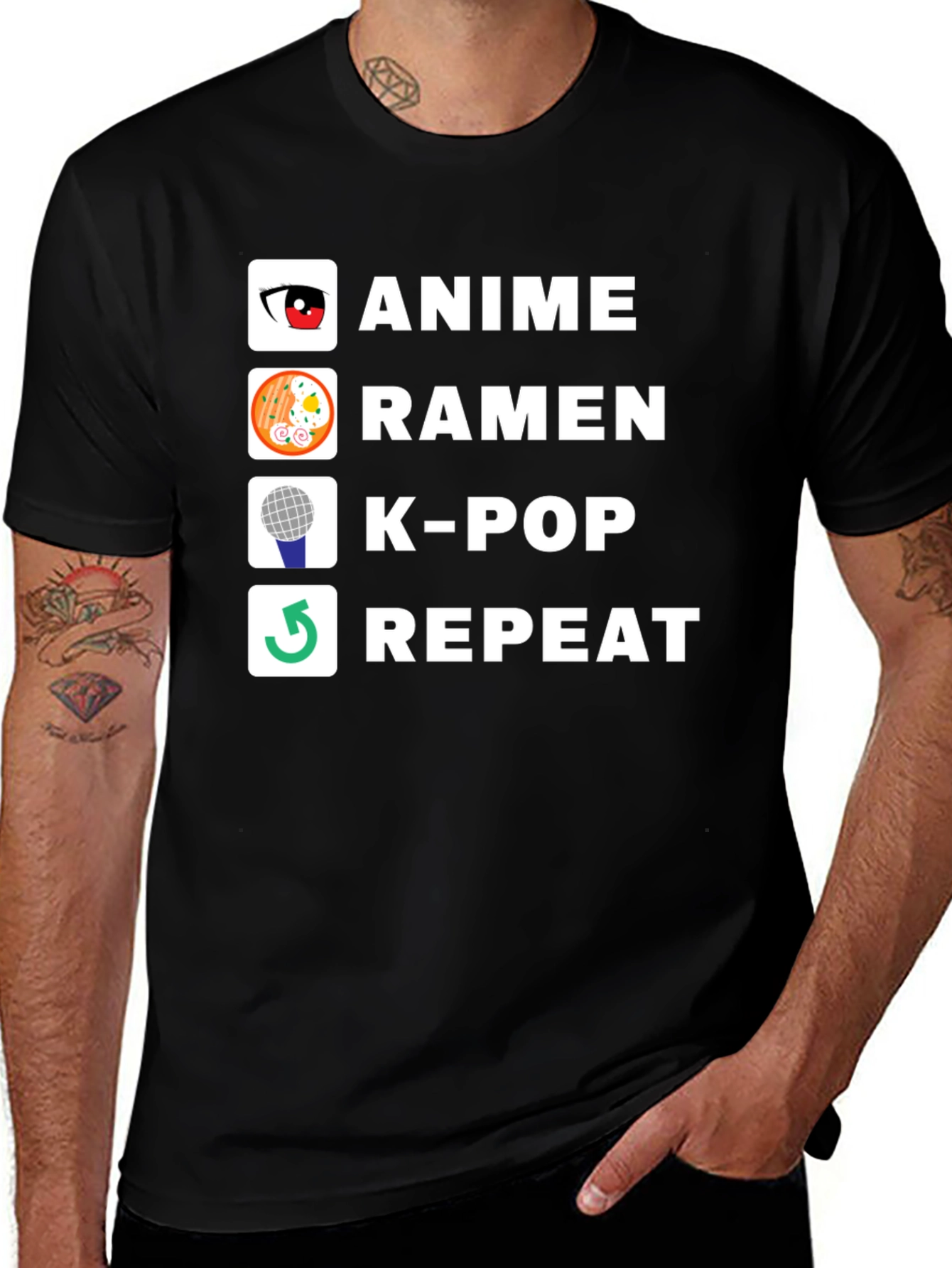 Anime Ramen K-Pop Repeat Graphic T-Shirt