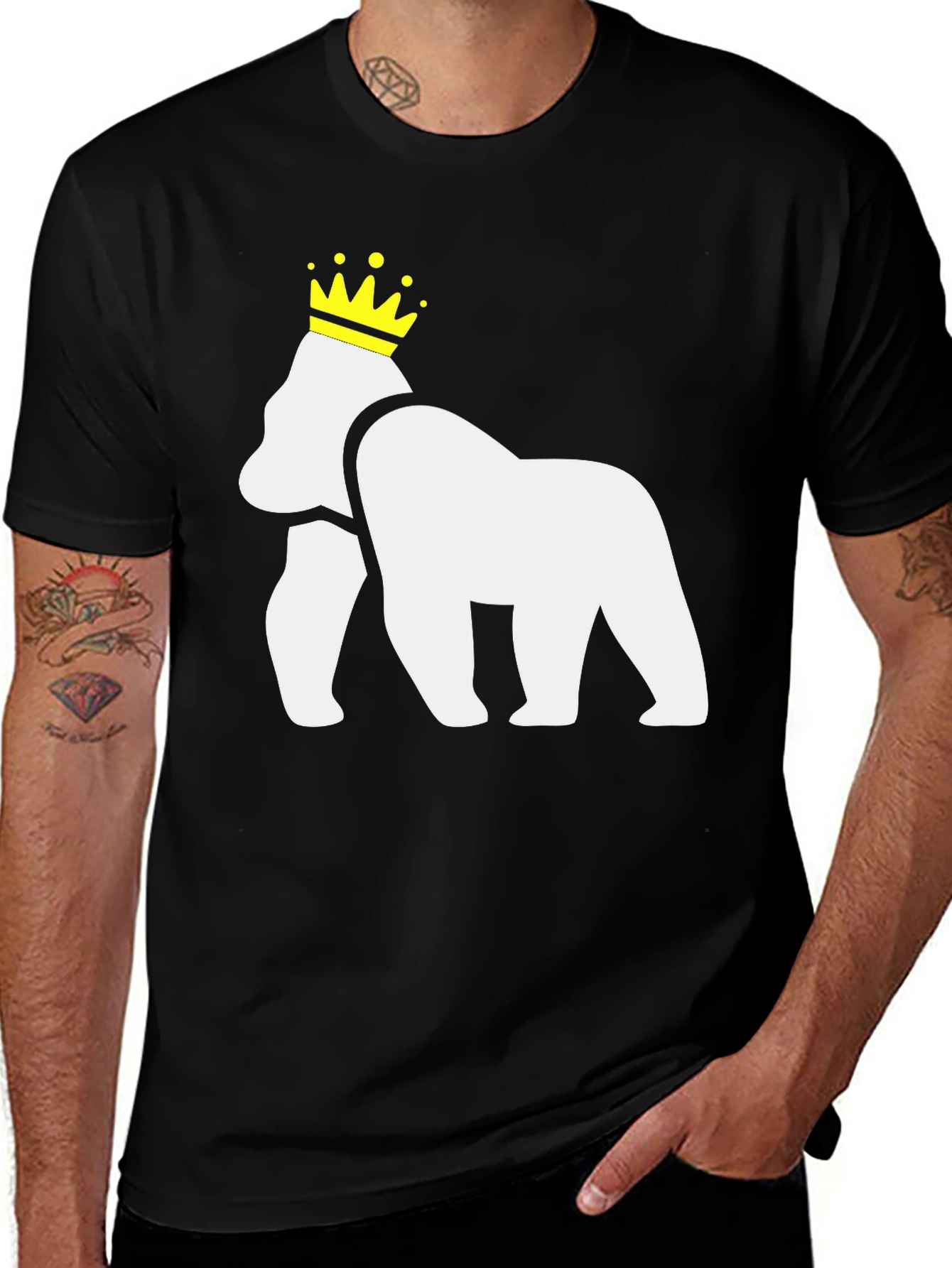 Variant 25 of King Gorilla T-Shirt - Black Cotton Blend