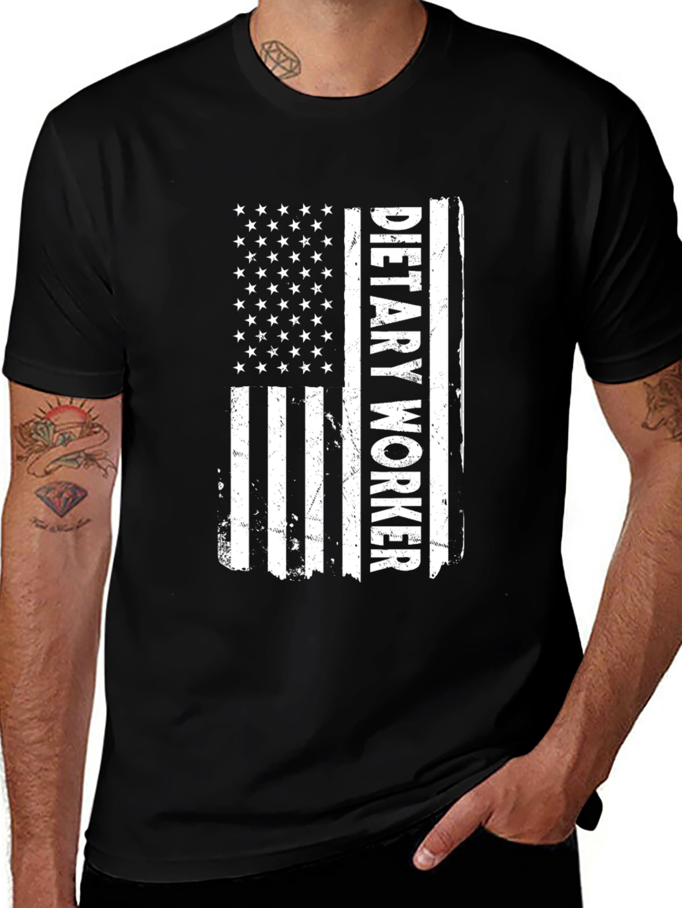 Variant 19 of Dietary Worker USA Flag Graphic T-Shirt