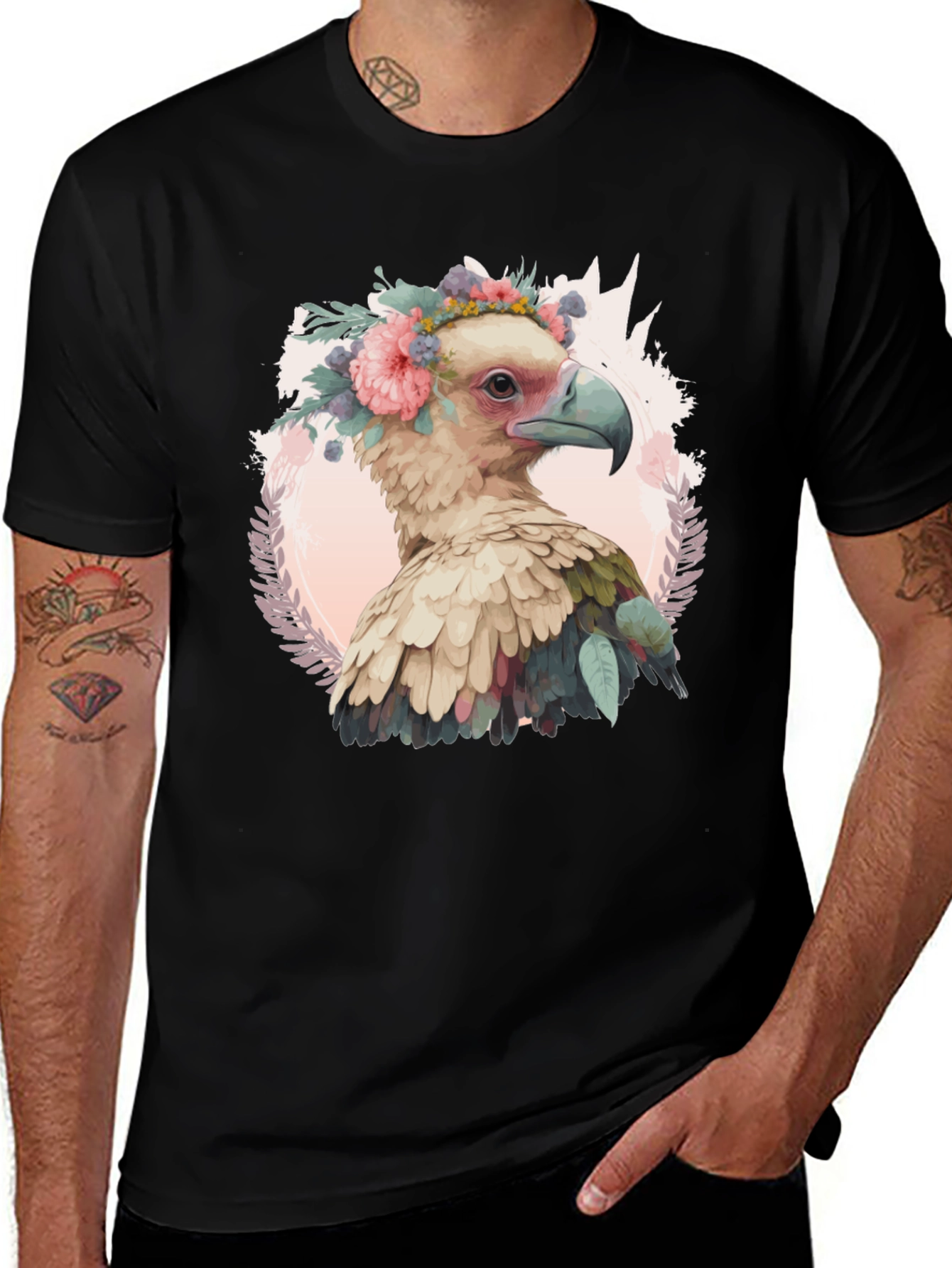Variant 18 of Bird with Flower Crown Graphic Tee