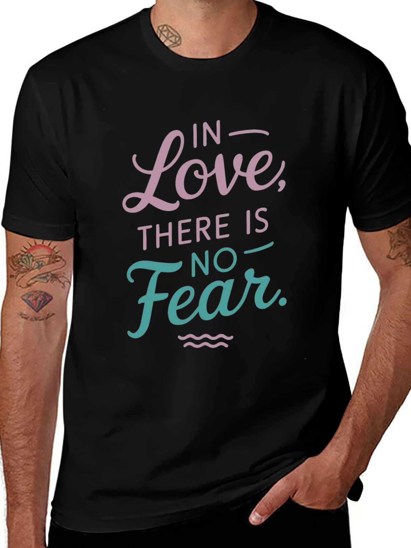Variant 25 of Love Over Fear Graphic Tee - Black Casual Shirt