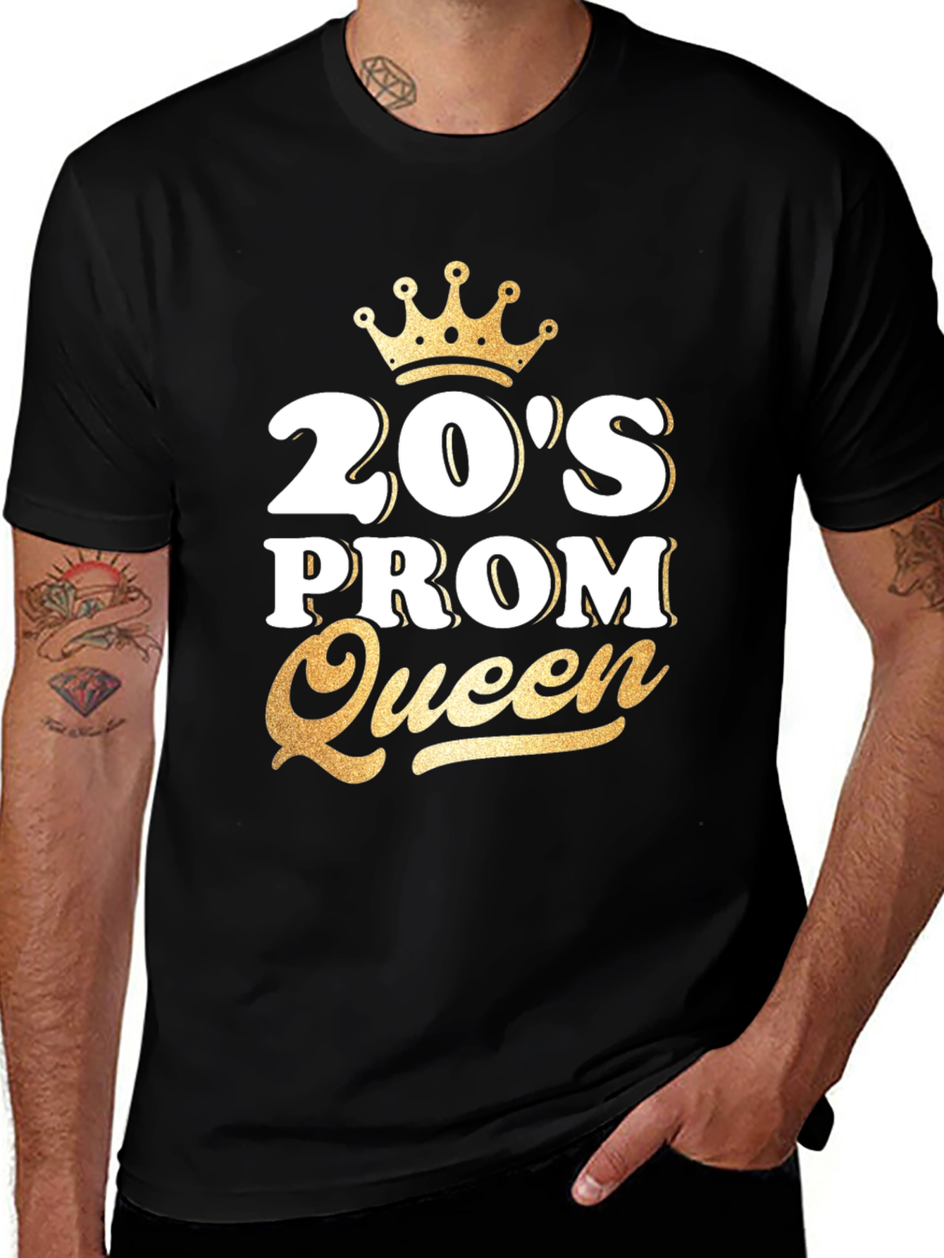 20's Prom Queen T-Shirt - Gold Crown Design