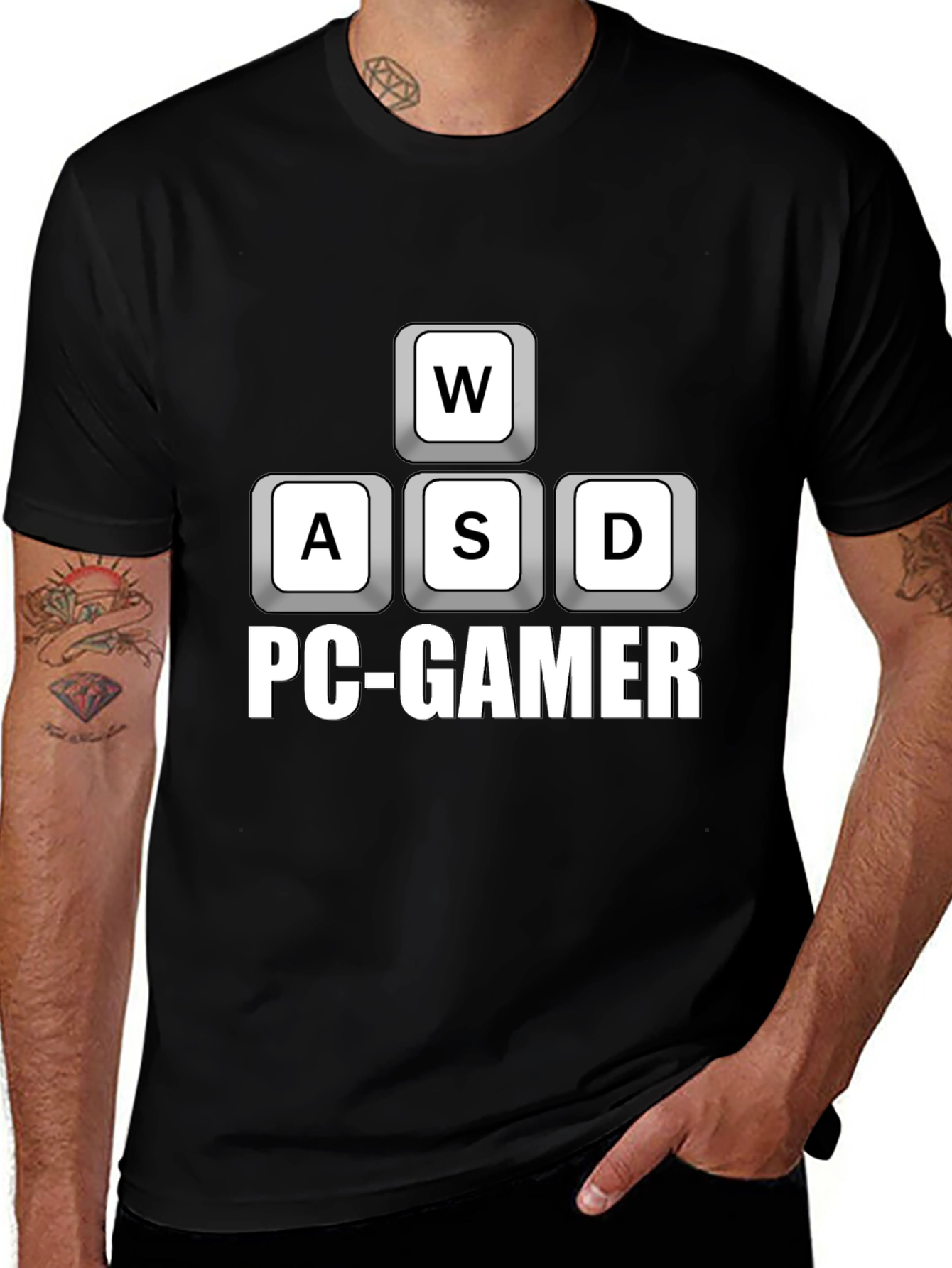 PC Gamer WASD Keys T-Shirt - Black Cotton Tee