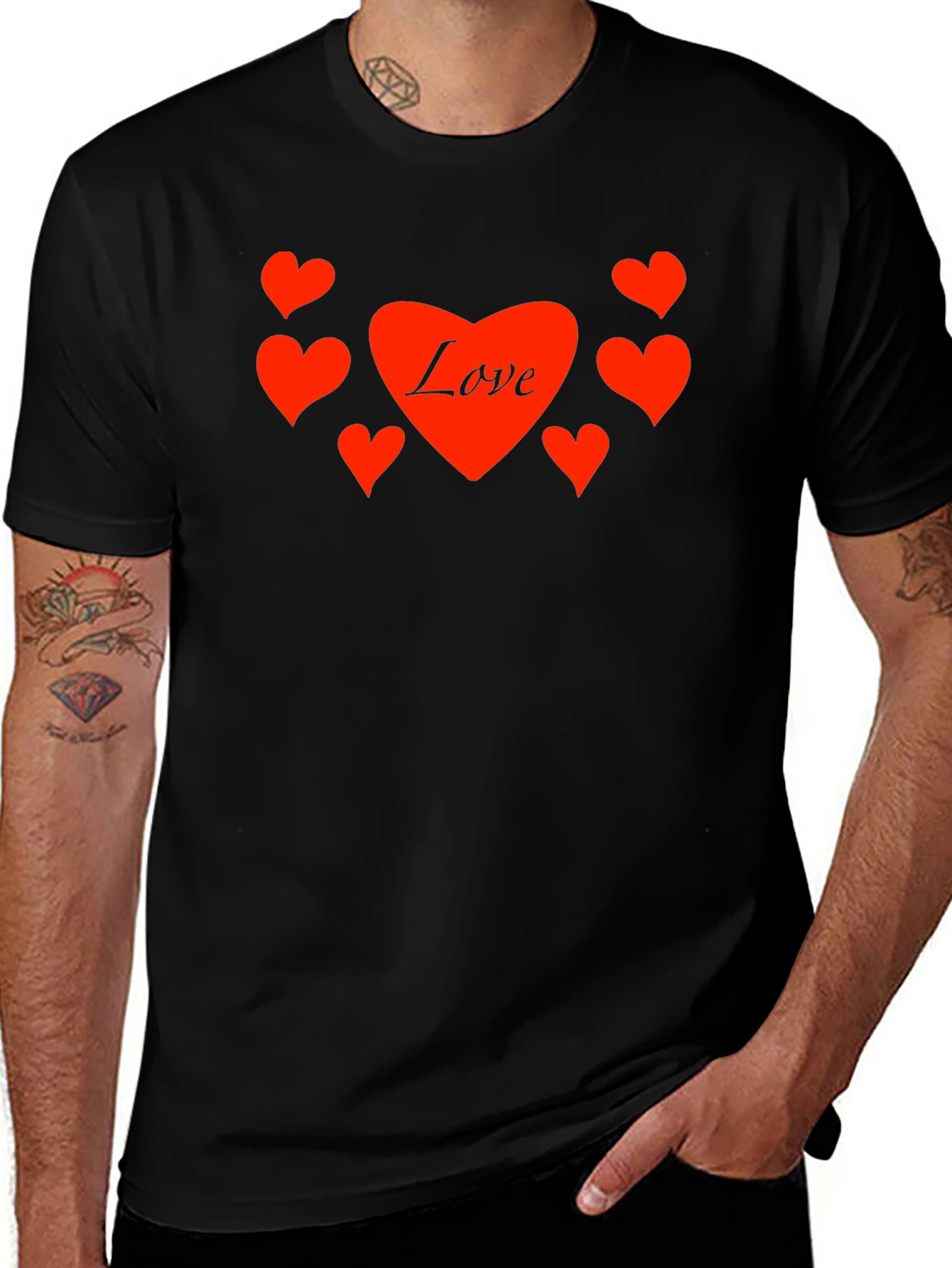 Variant 17 of Love Heart Graphic Black T-Shirt