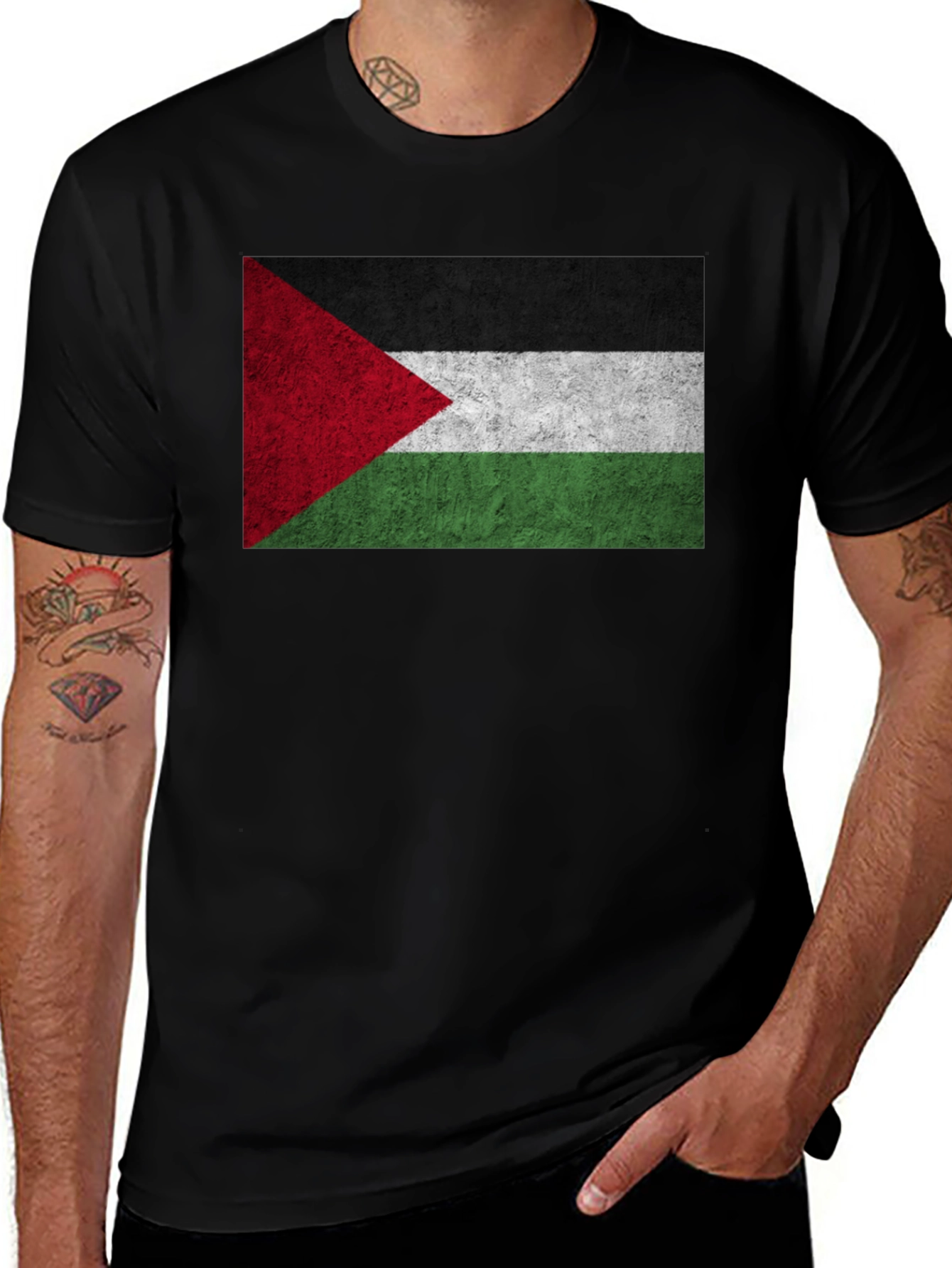 Palestinian Flag Graphic T-Shirt - Black