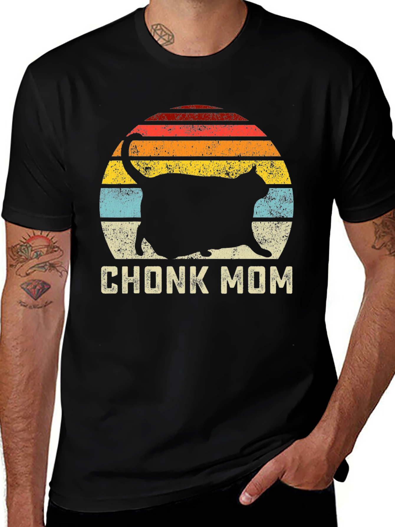 Variant 28 of Chonk Mom Cat T-Shirt Vintage Style