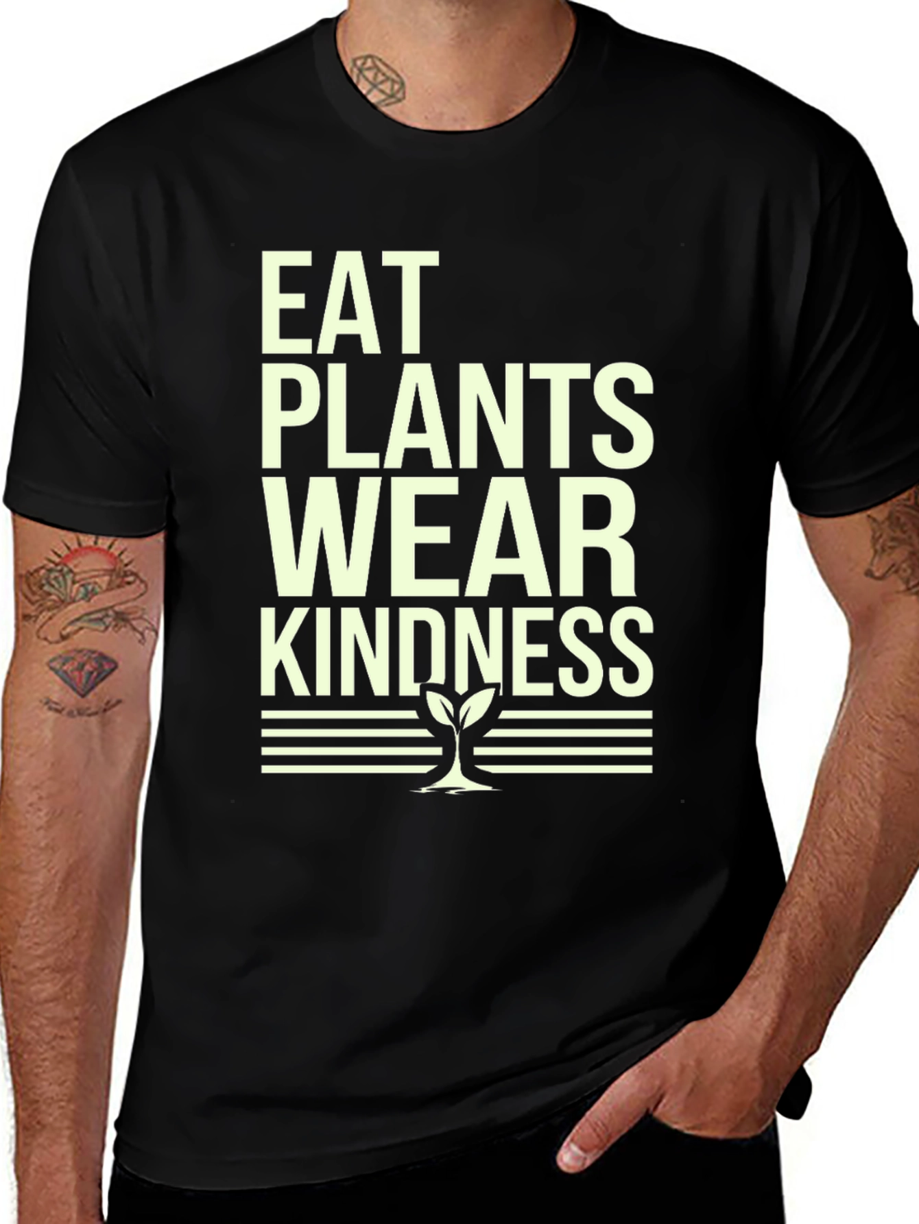Variant 13 of Eat Plants Wear Kindness T-Shirt Vegan Tee