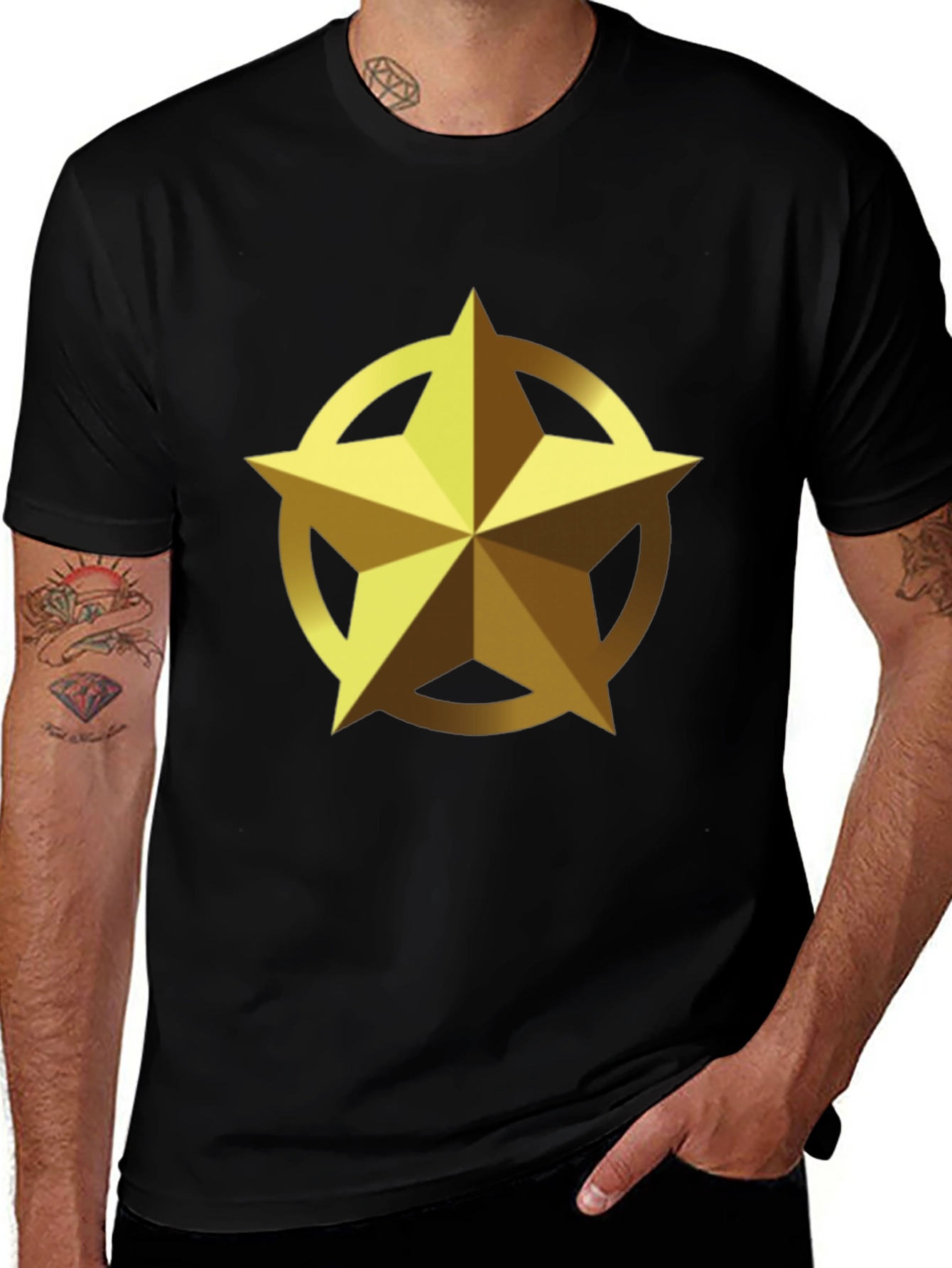 Variant 20 of Bold Star Graphic Black Tee