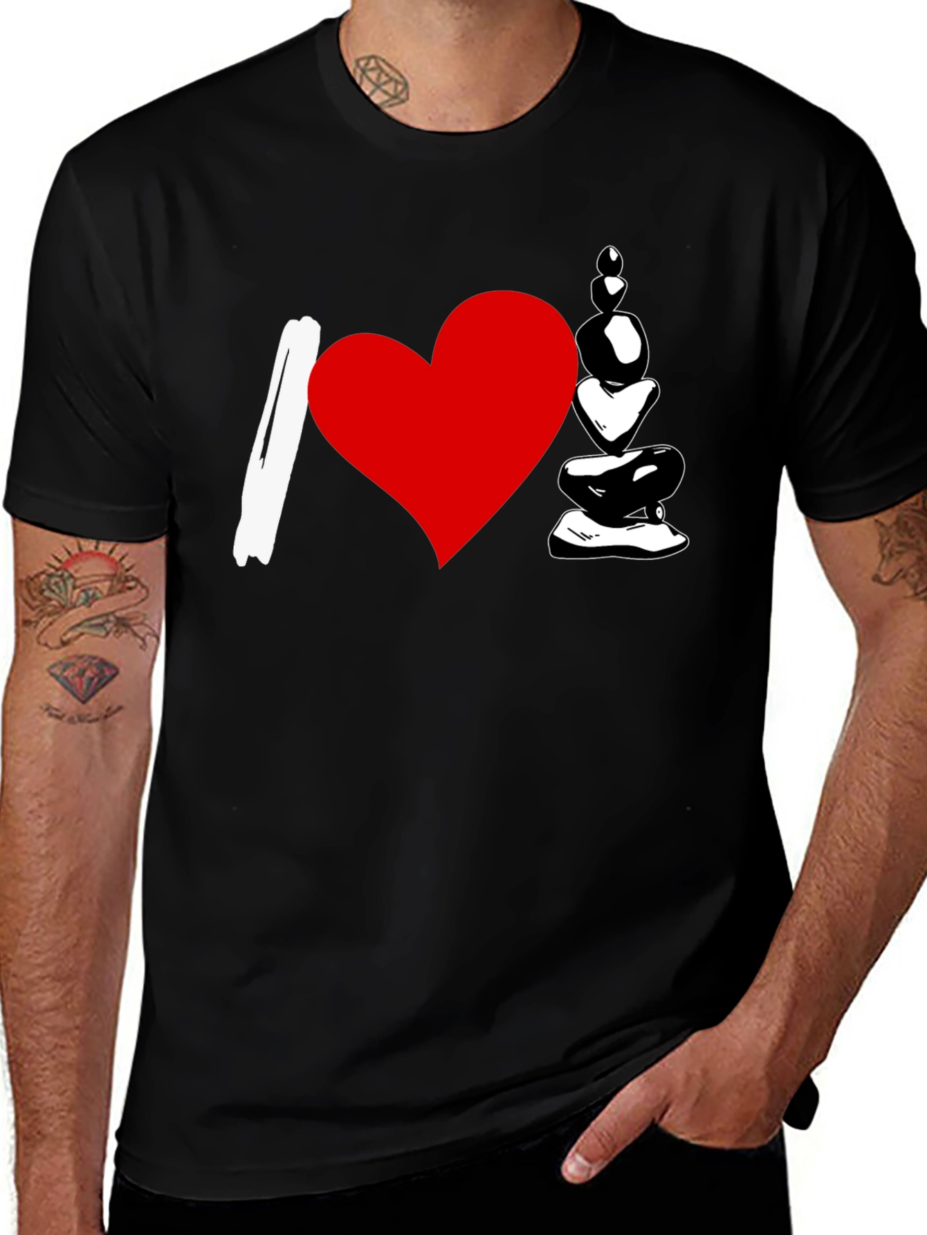 Variant 27 of I Love Rocks Graphic Tee - Black Cotton T-Shirt