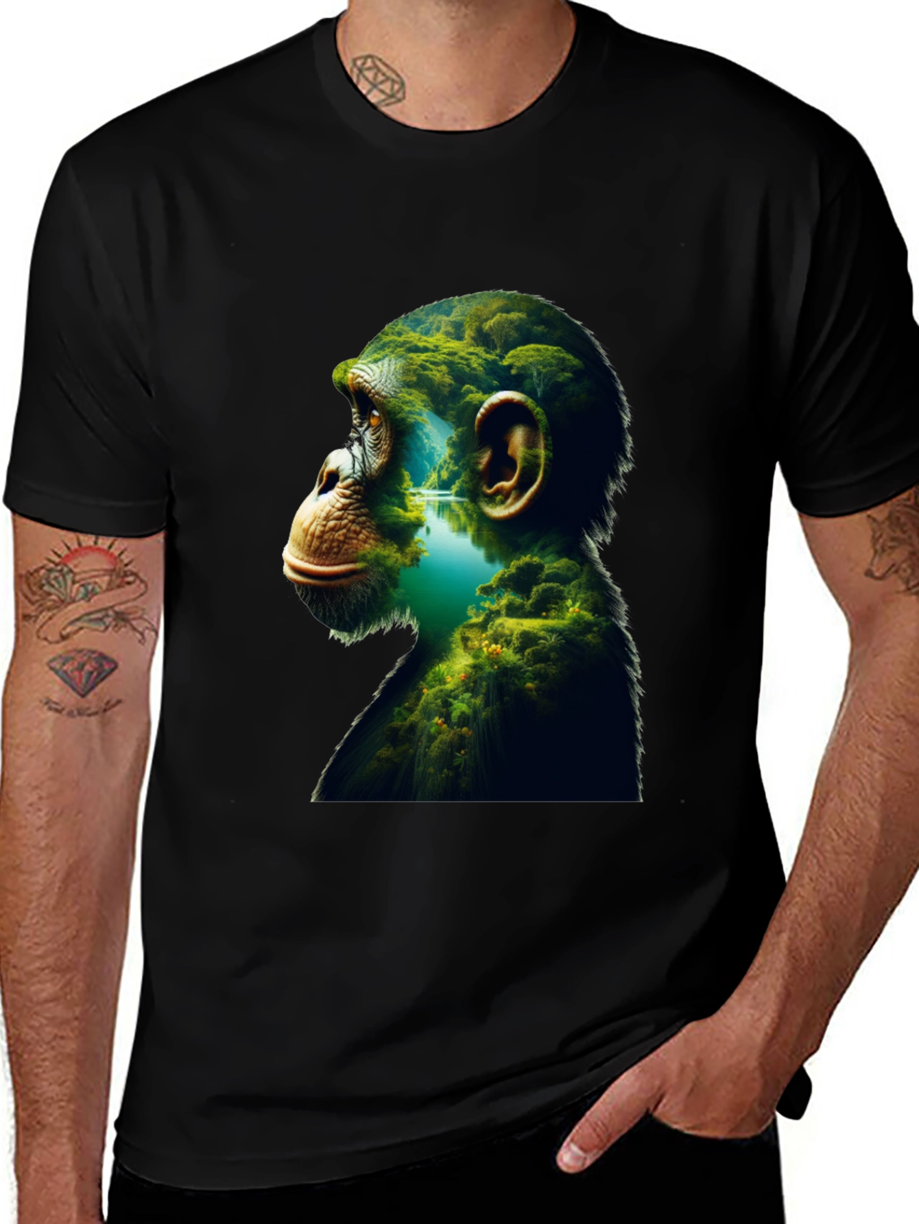 Variant 21 of Nature Monkey Graphic Tee - Unique Design