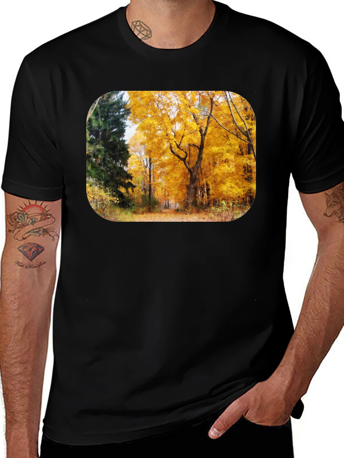 Variant 13 of Autumn Woods Graphic Tee - Nature Scene T-Shirt