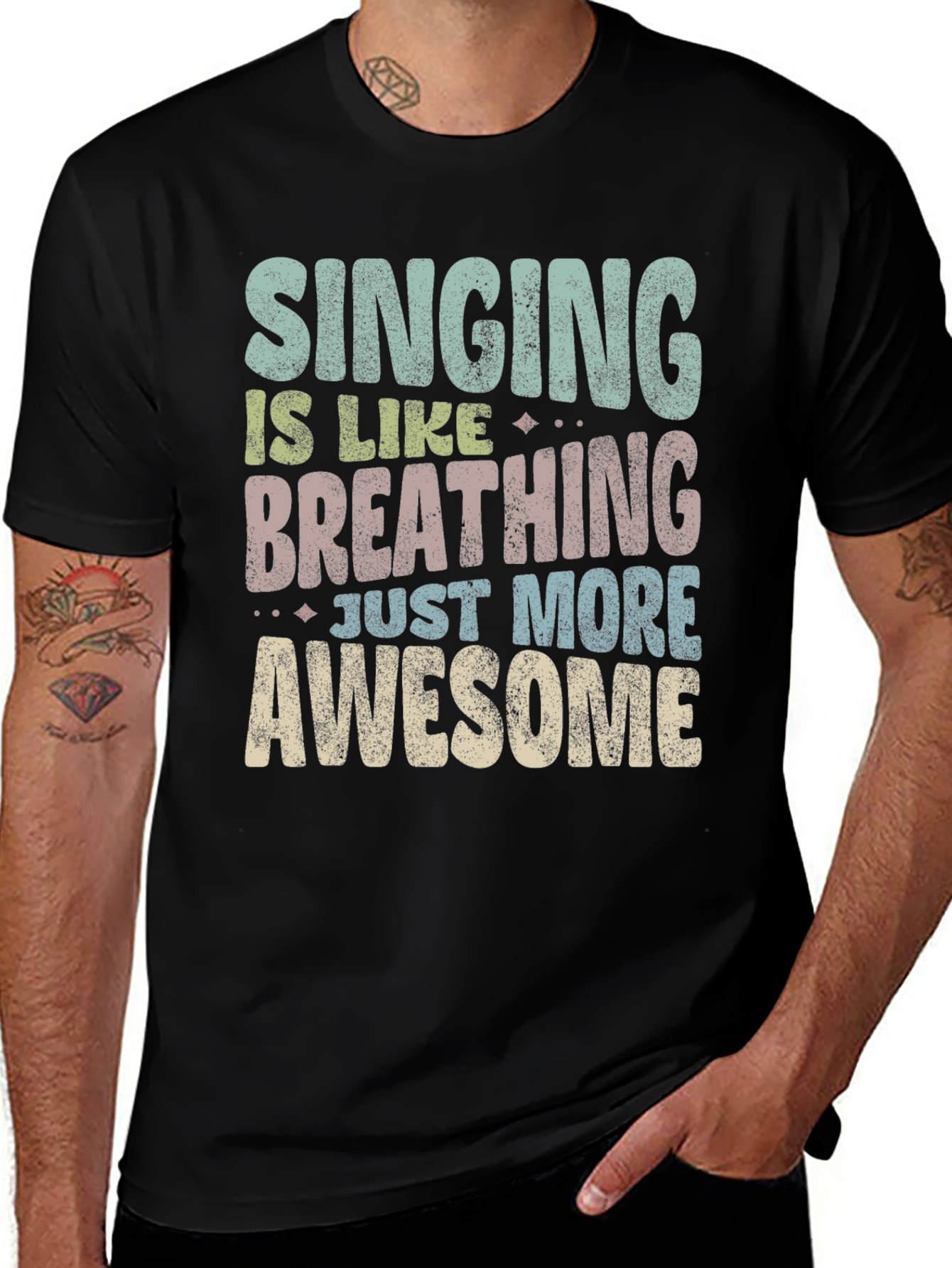 Variant 7 of Singing is Like Breathing T-Shirt - Awesome Singer Gift Tee