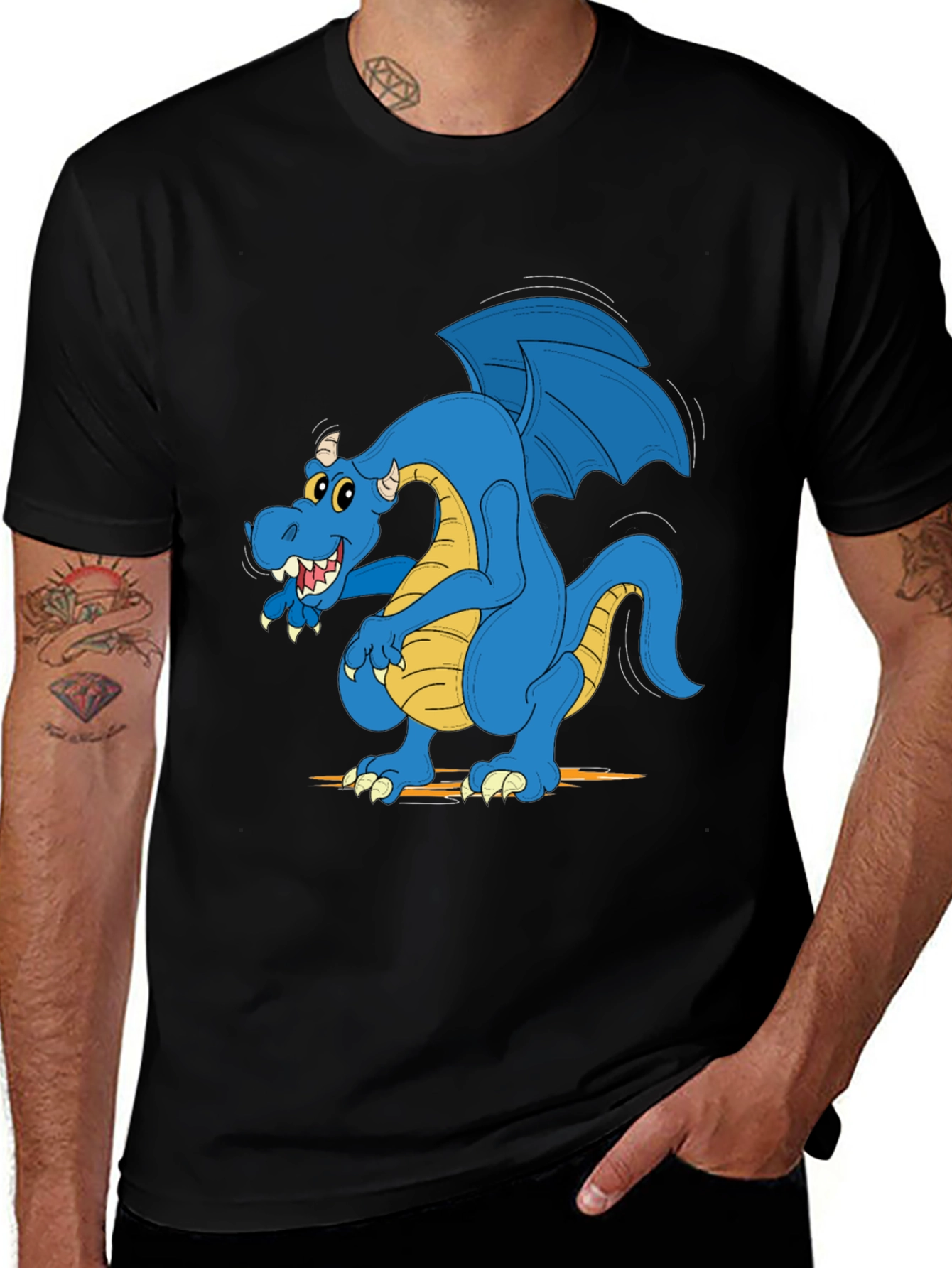 Blue Dragon Graphic Tee - Men's Black T-Shirt