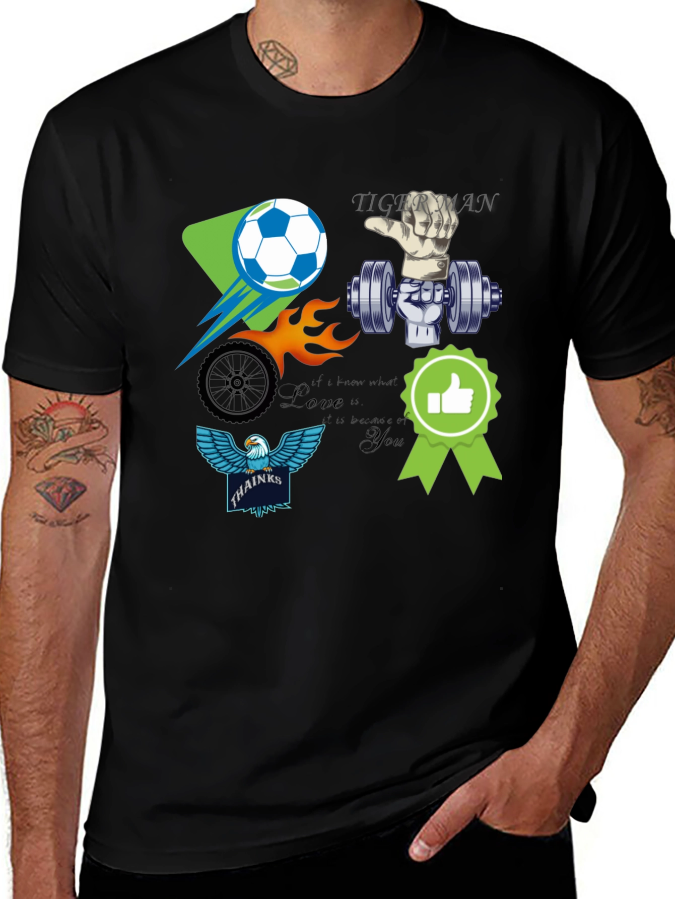 Variant 15 of Unique Graphic T-Shirt - Soccer, Gym, Eagle Design